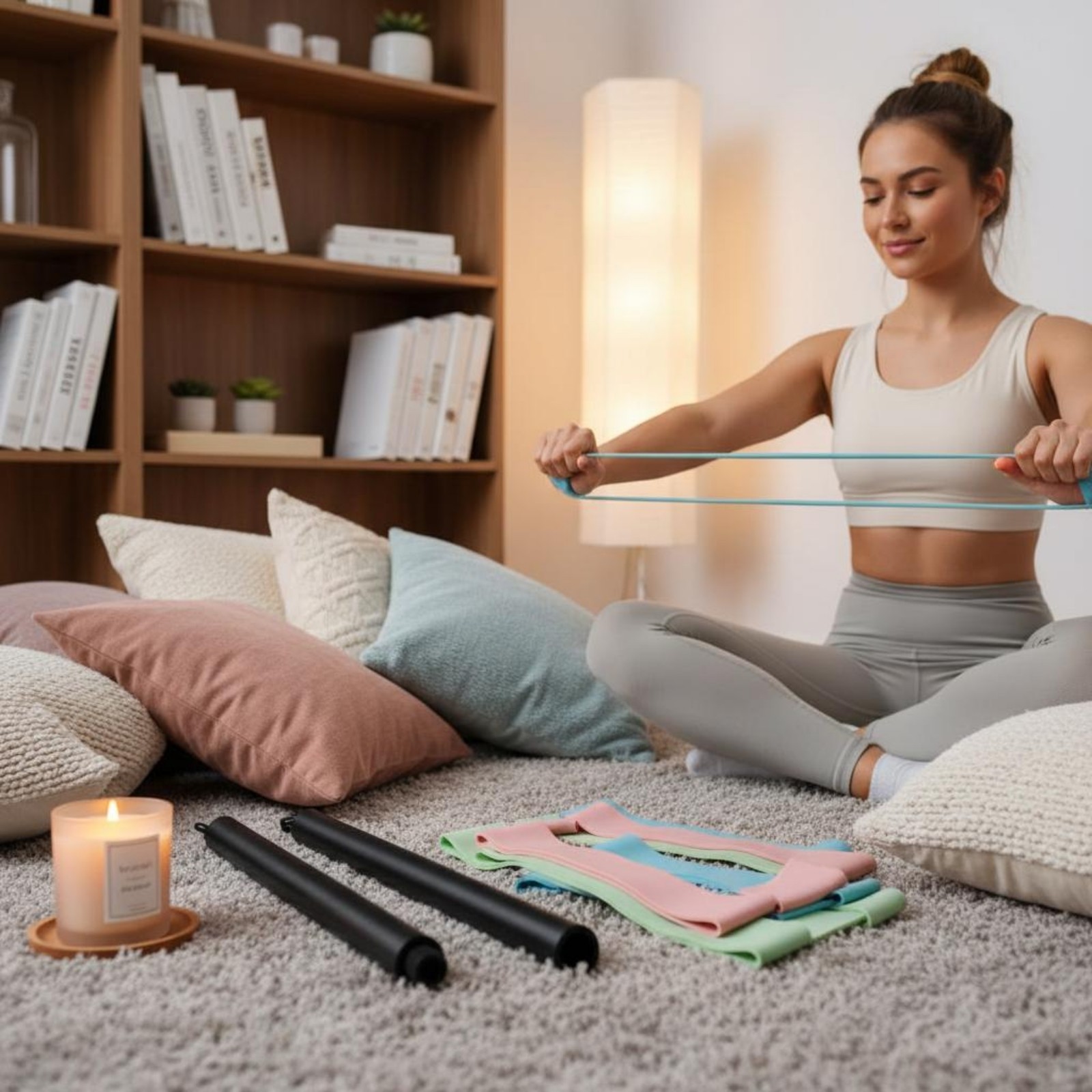 11 Pieces Pilates Tension Bar Adjustable Exercise Stick Beginner-Accessible