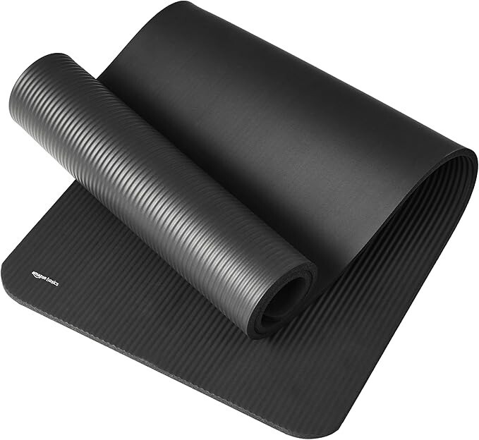 Amazon Basics 1/2 Inch Extra Thick Exercise Yoga Mat with Carrying Strap Visit t