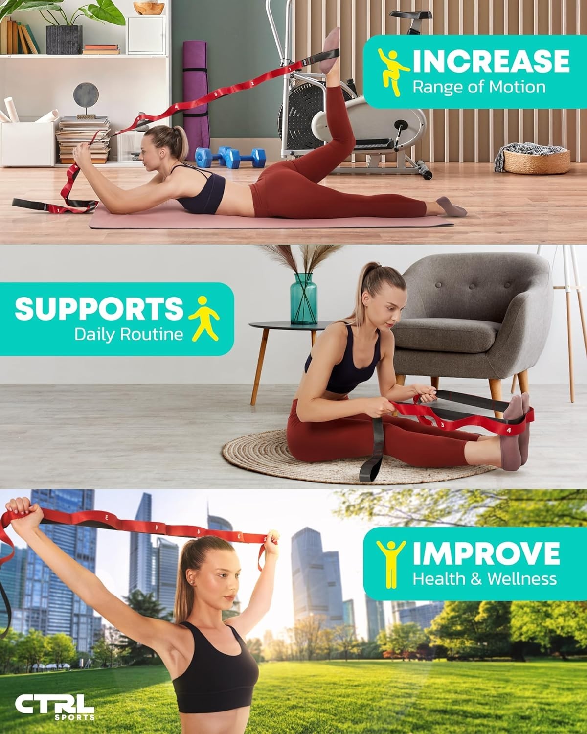 Versatile Non-Elastics Stretch Strap with Free Exercise Guide – Improve Wellness