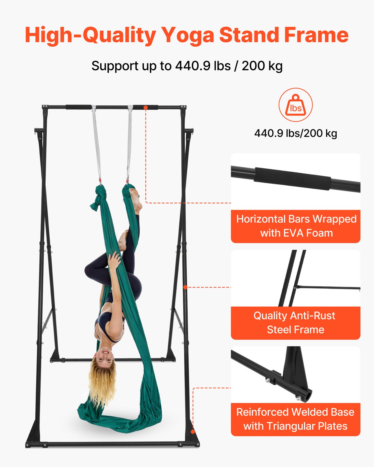 VEVOR Yoga Stand Frame 440.9 lbs Load Swing Stand with EVA Foam Pull Up Stands