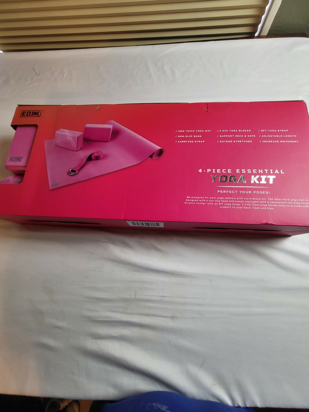 4 Piece Yoga Essentials Kit – Pink EDX Yoga Strap Foam Blocks Mat New