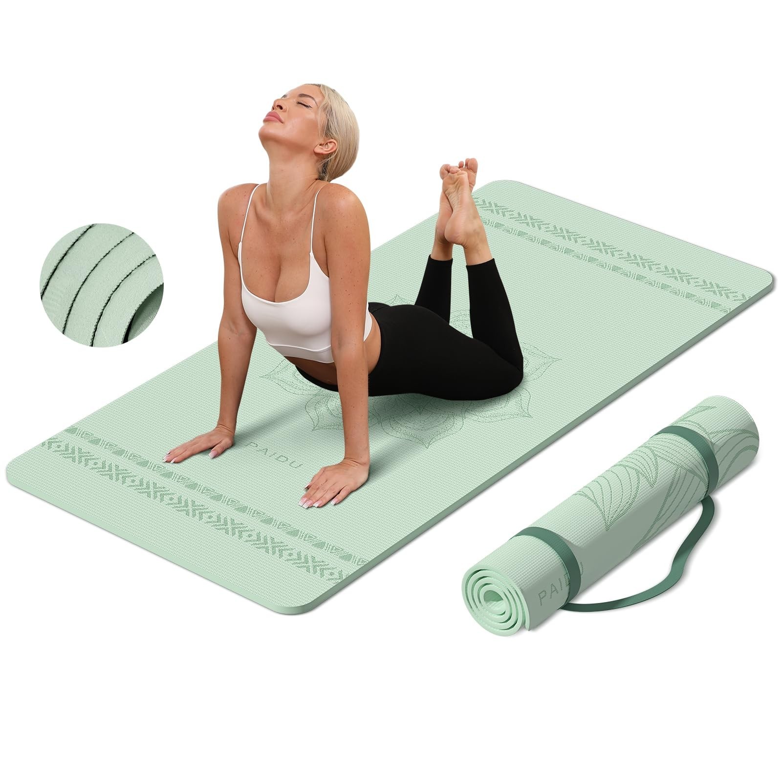 PAIDU Large Yoga Mat-72’x36’x0.4’ Extra Width ＆ Thick,C