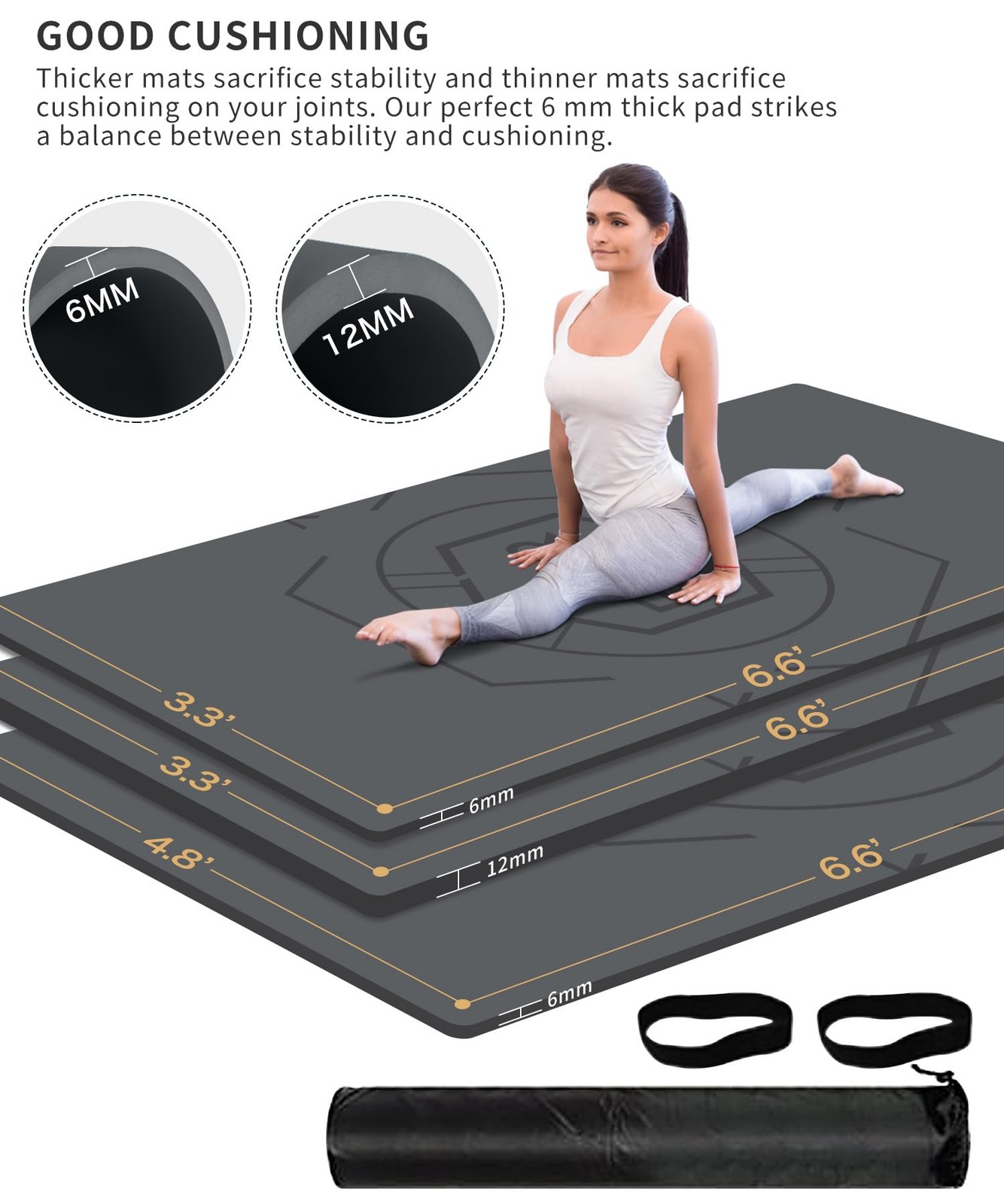 Large Exercise Mat (6&rsquo;x 3&prime;), Extra Wide Workout Mat for Men and Women, Yoga M…
