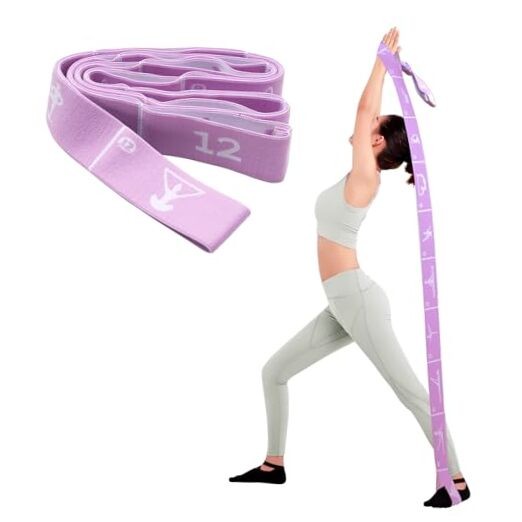 12 Loops Extra Long Yoga Stretching Band for Adults and Tall People, Purple