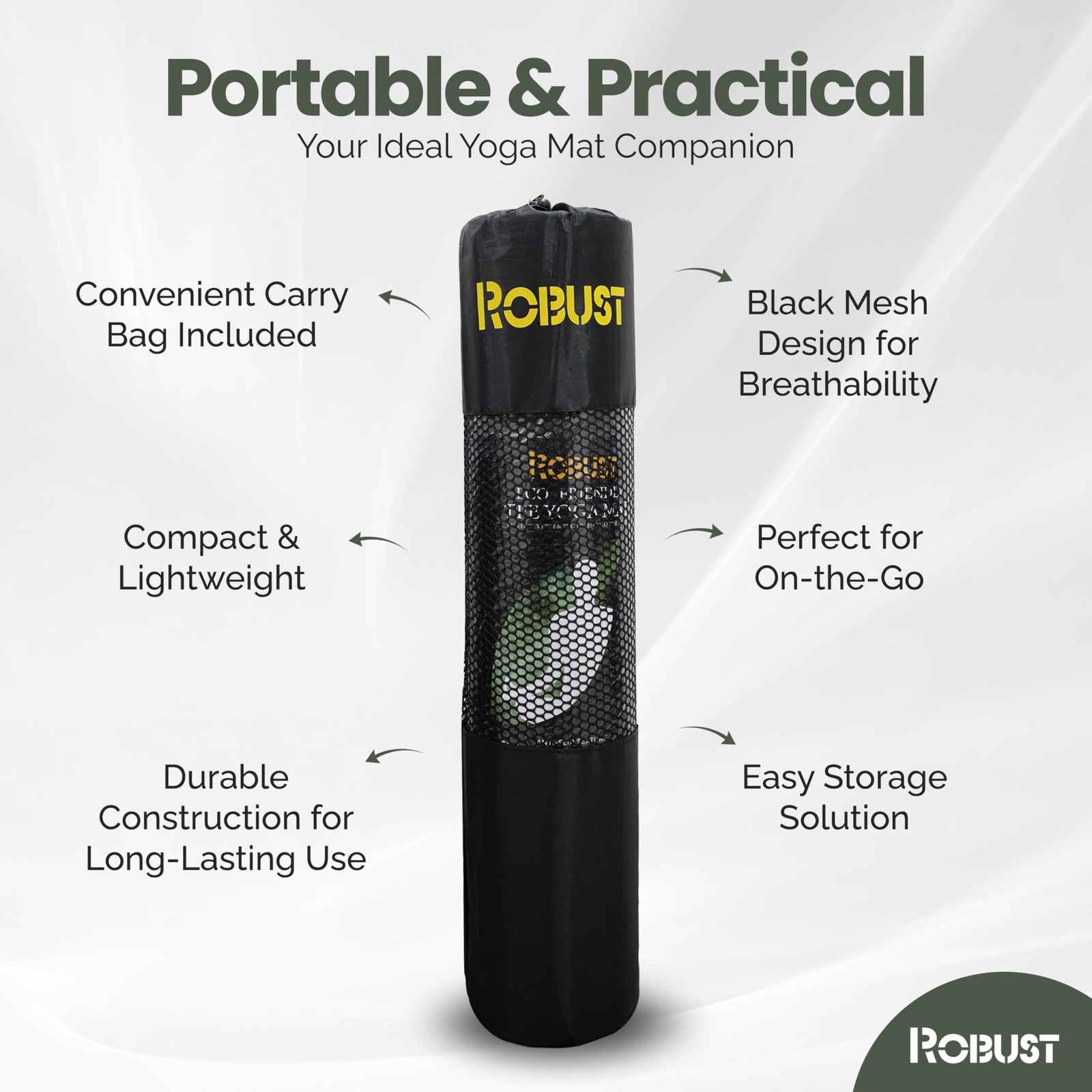 Robust Non-Slip Yoga Mat with Strap, TPE Eco-Friendly Workout Mat for Yoga wi…