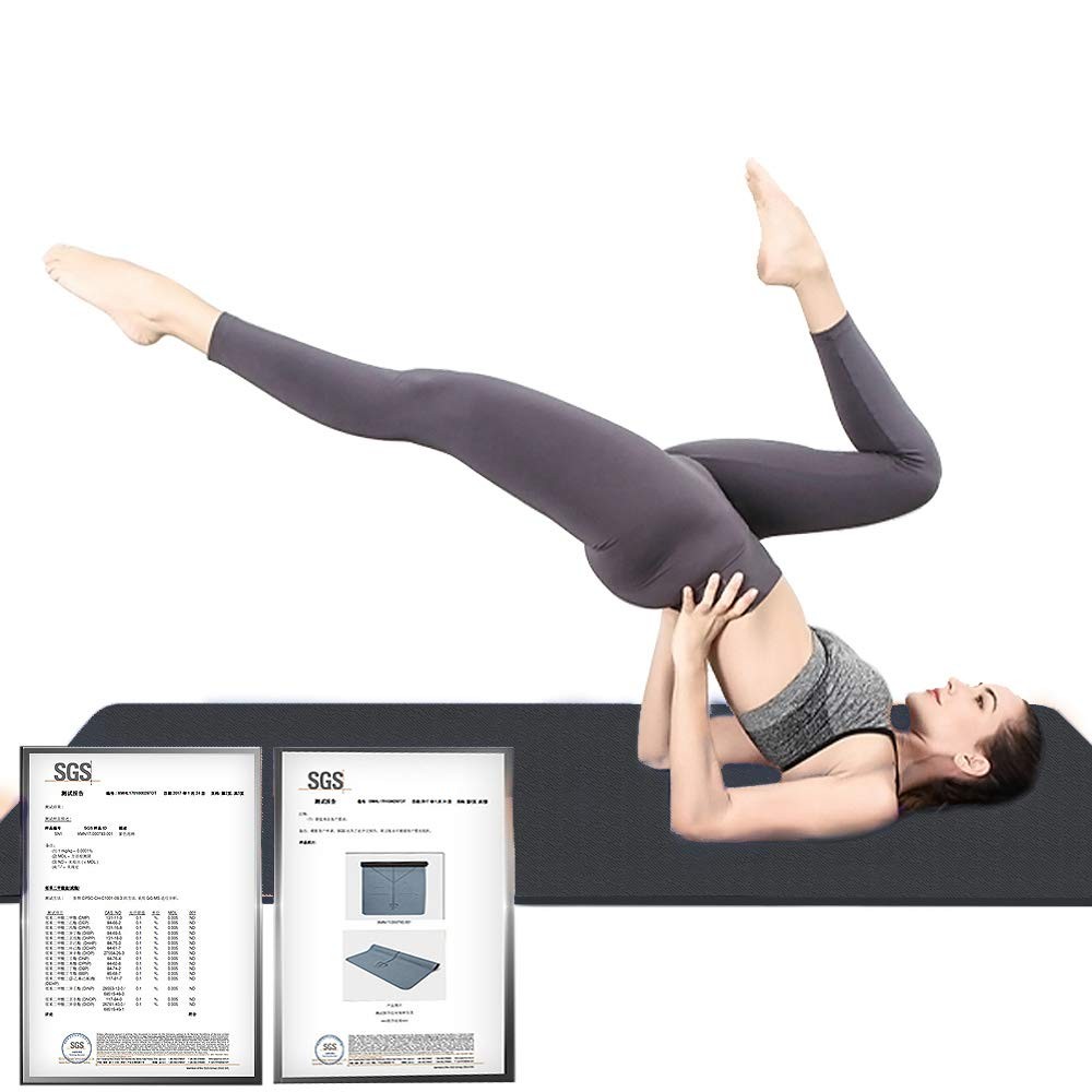 Hatha Yoga Extra Thick TPE Mat – 72&Prime;x 32&Prime; 32Wx72Lx12mm, Black