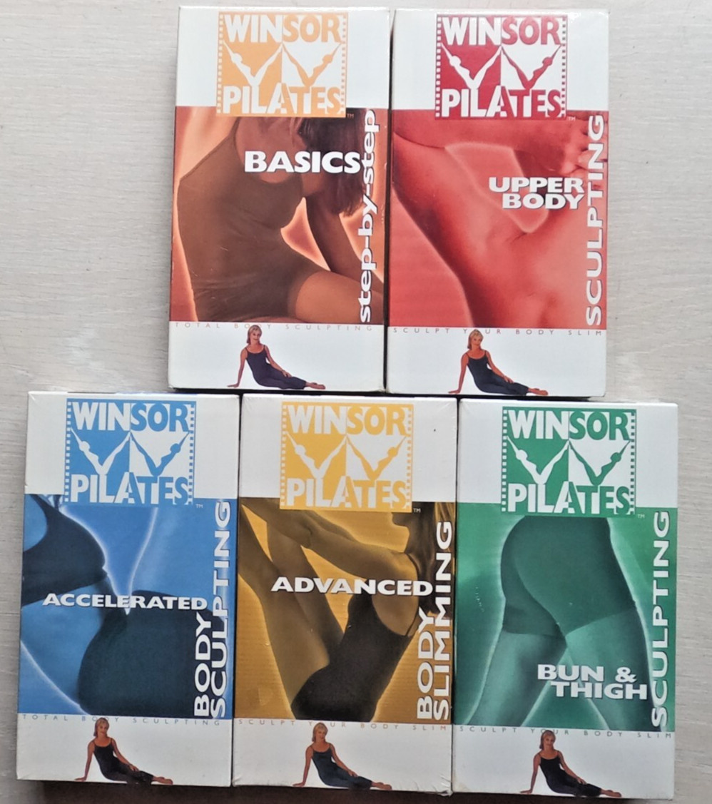5x Winsor Pilates VHS Basics, Upper Body, Accelerated, Advanced, Bun Thighs