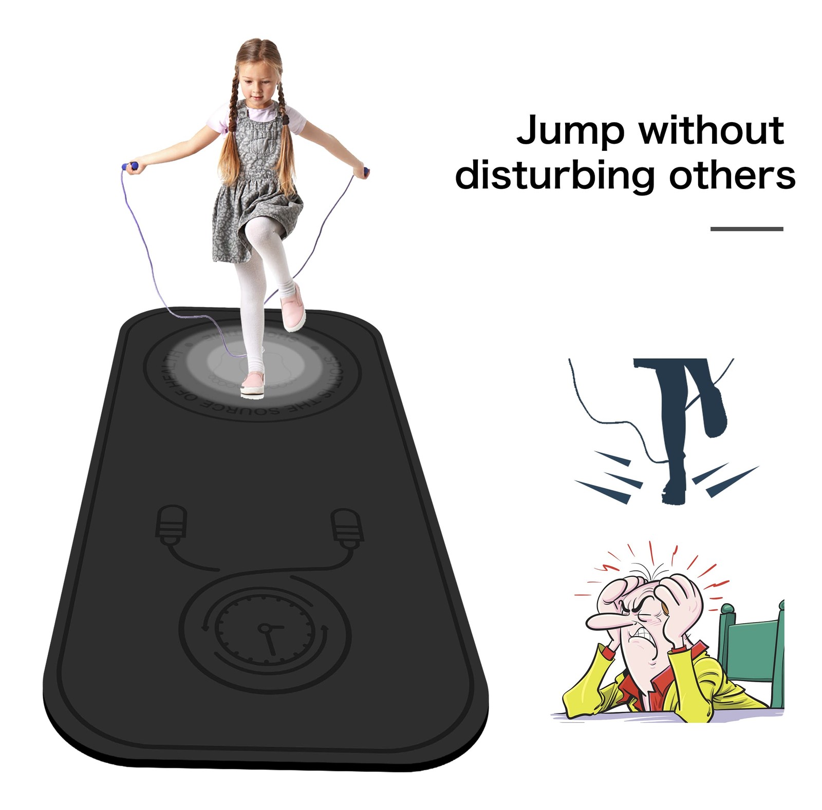 Rope Skipping Sports Shockproof Exercise Mat, All-Purpose Extra Thick High De…