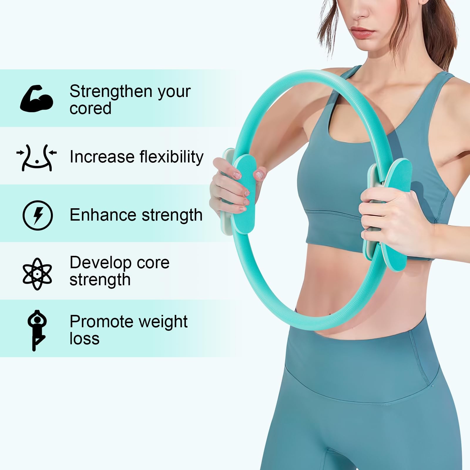 Pilates Ring 15 Inch Magic Circle Ring, Dual Padded Handles Green
