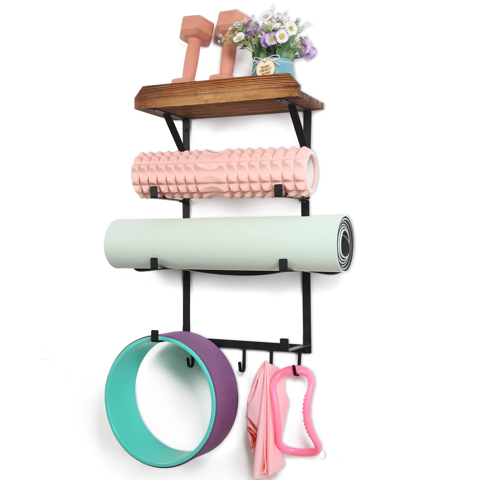 Yoga Mat Holder Wall Mount,17&Prime; x 28&Prime; Yoga Mat Rack Home Gym Accessories, Stor…