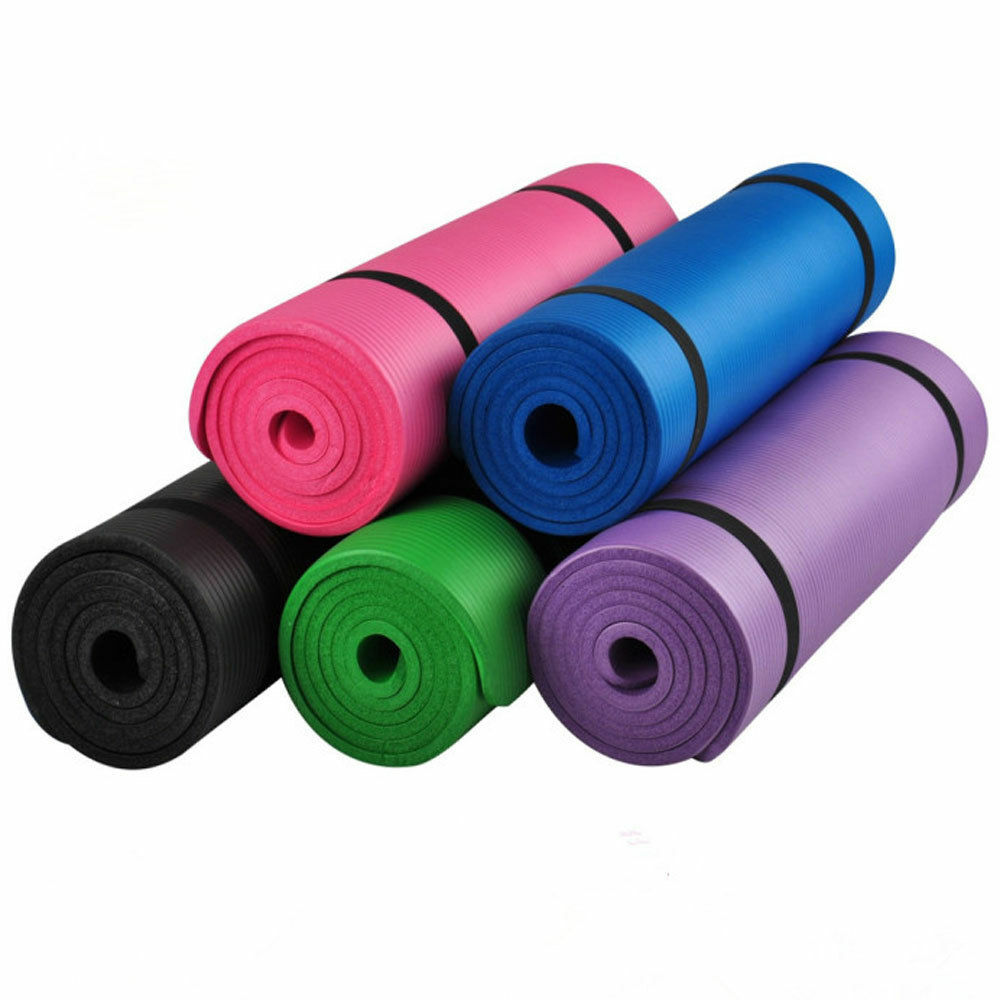Green All Purpose Exercise Mat Thick Non Slip Gym Yoga Pilates Fitness Bag Strap