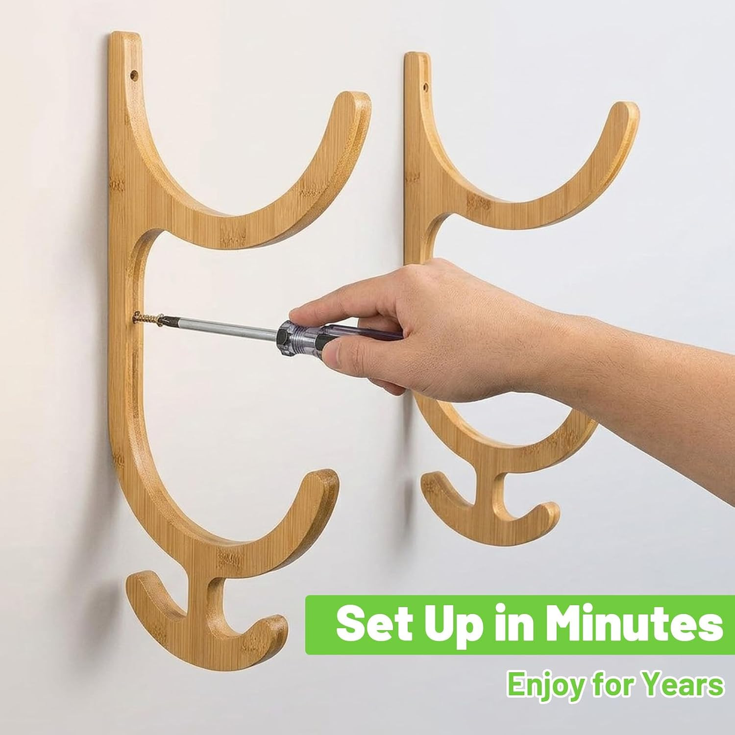Wooden Yoga Mat Storage Rack Wall Mount, Yoga Mat Holder Hanging Hooks for Ho…