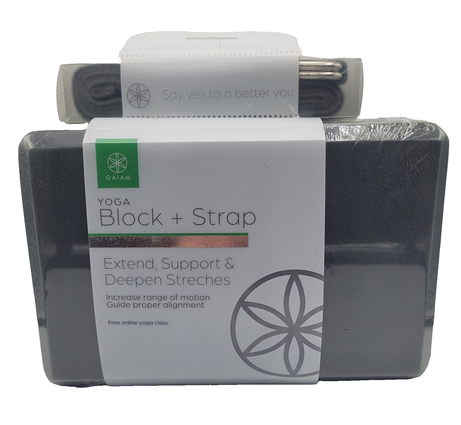 Gaiam Yoga Block & Yoga Strap Combo Set. Health, Stretching, Exercise NEW