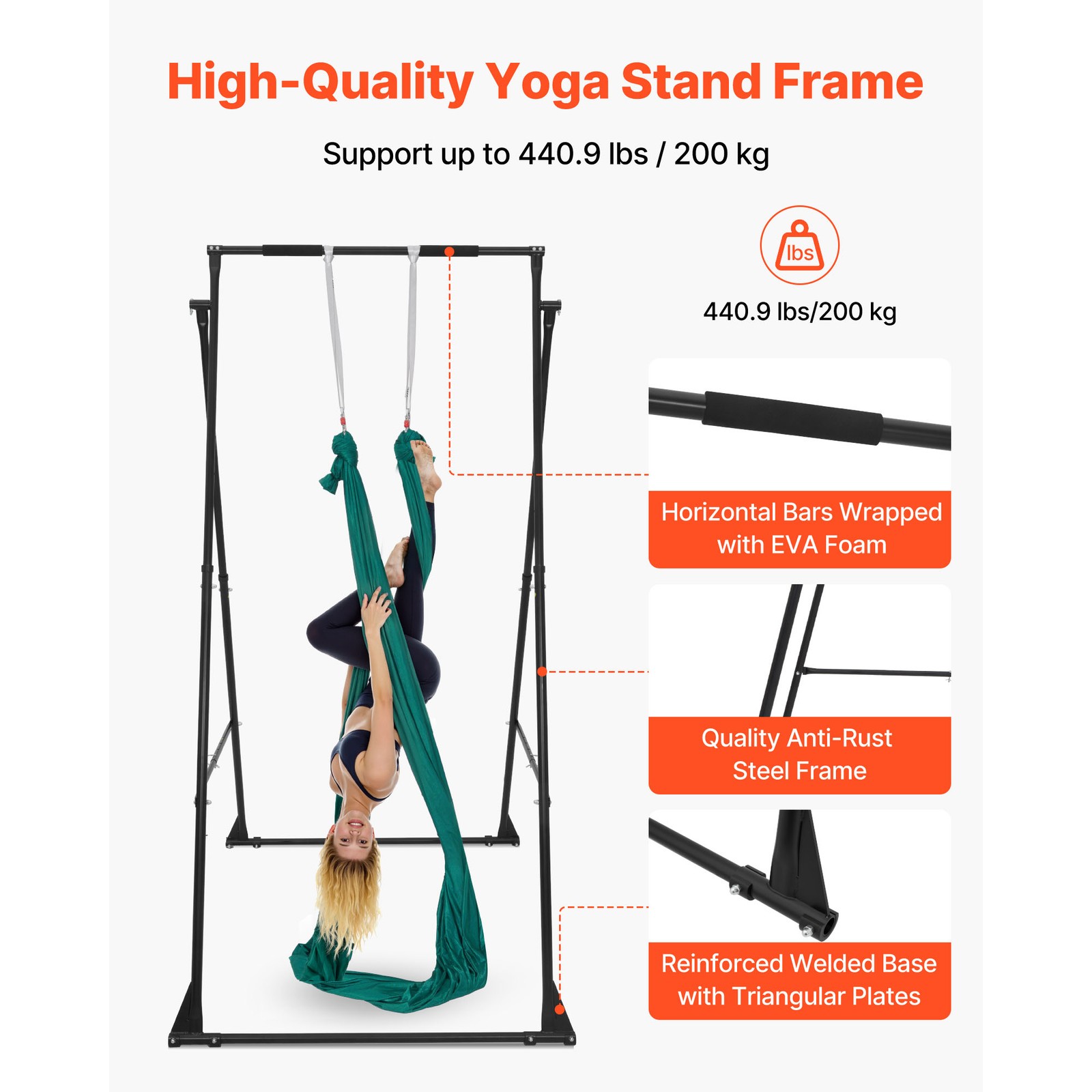 Uimoso Yoga Stand Frame 440.9 lbs Capacity with EVA Foam and Pull-Up Supports