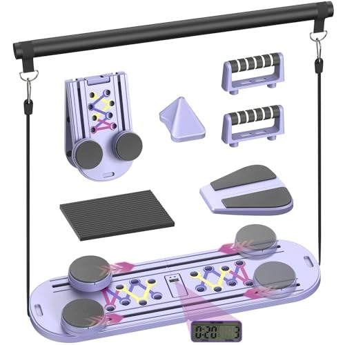 ROSSEMIA PILATES BOARD PORTABLE PILATES REFORMER EQUIPMENT WITH TIMER – PURPLE
