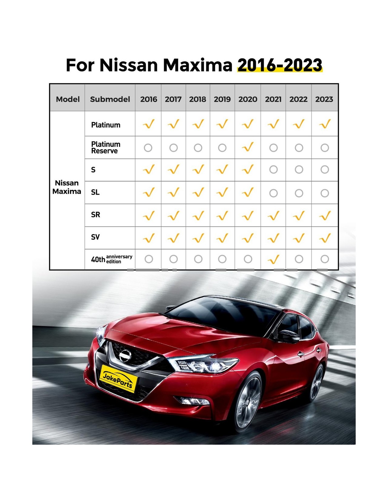 2023-2016 for Nissan Maxima Floor Mats Cargo Liner (S/SL/SR/SV/Platinum),All …