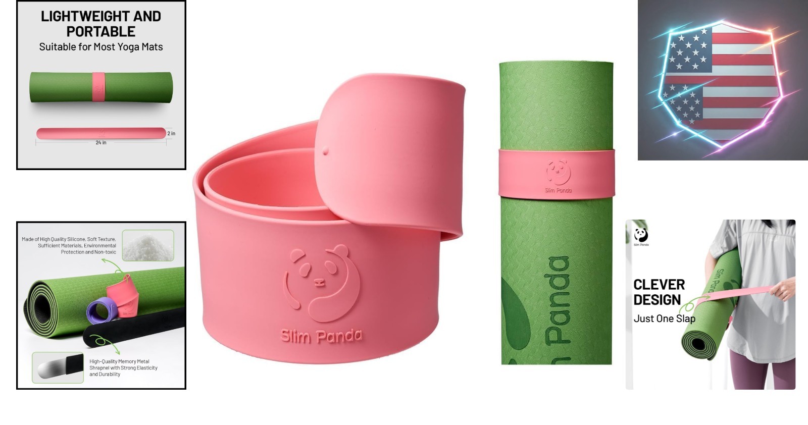 Yoga Mat Strap Slap Band, One Snap Keeps Mats Tightly Rolled, Heavy-Duty Clas…
