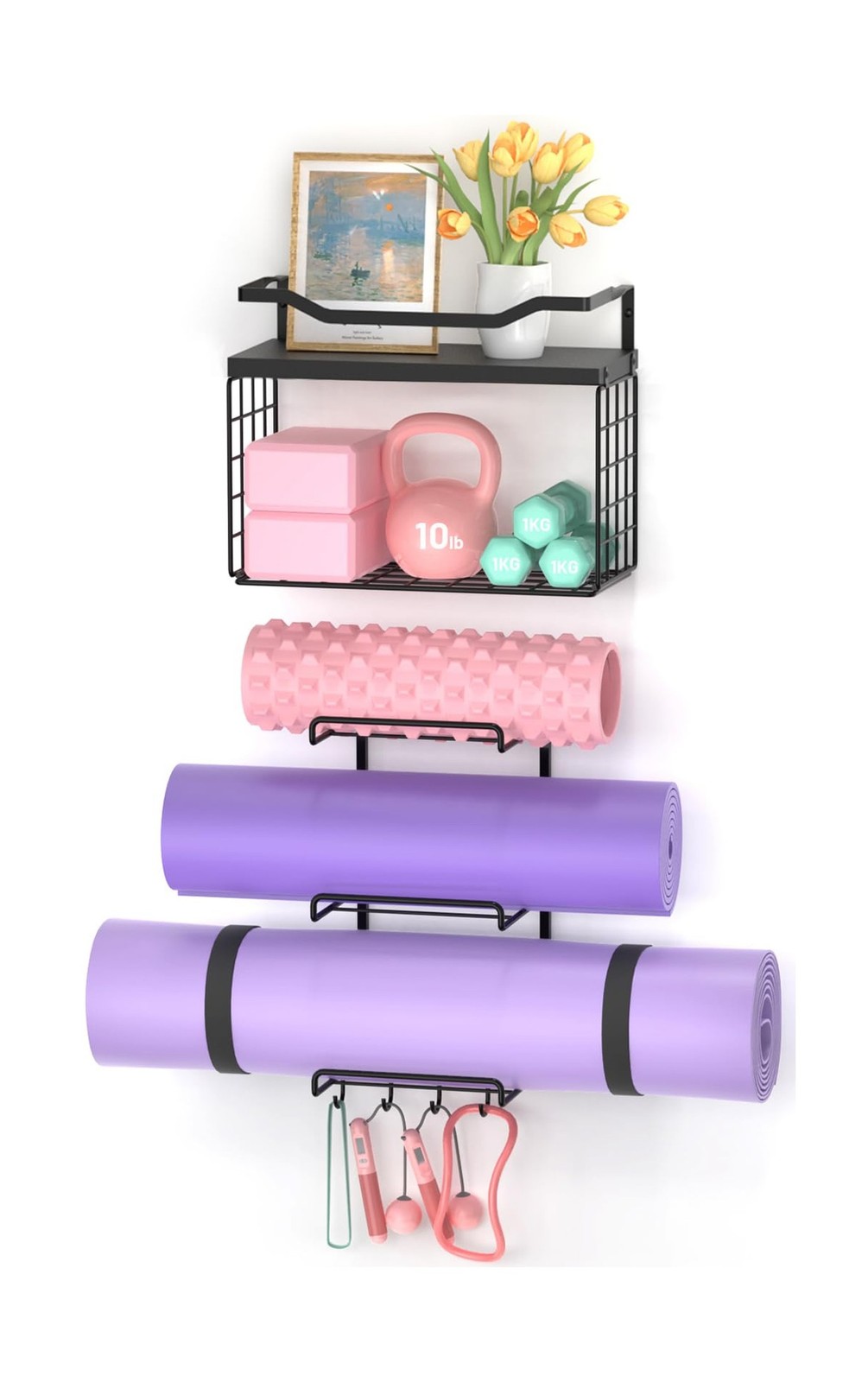 Yoga Mat Holder Black, Wall Mount Yoga Mat Storage Rack, Yoga A… FAST USA SHIP