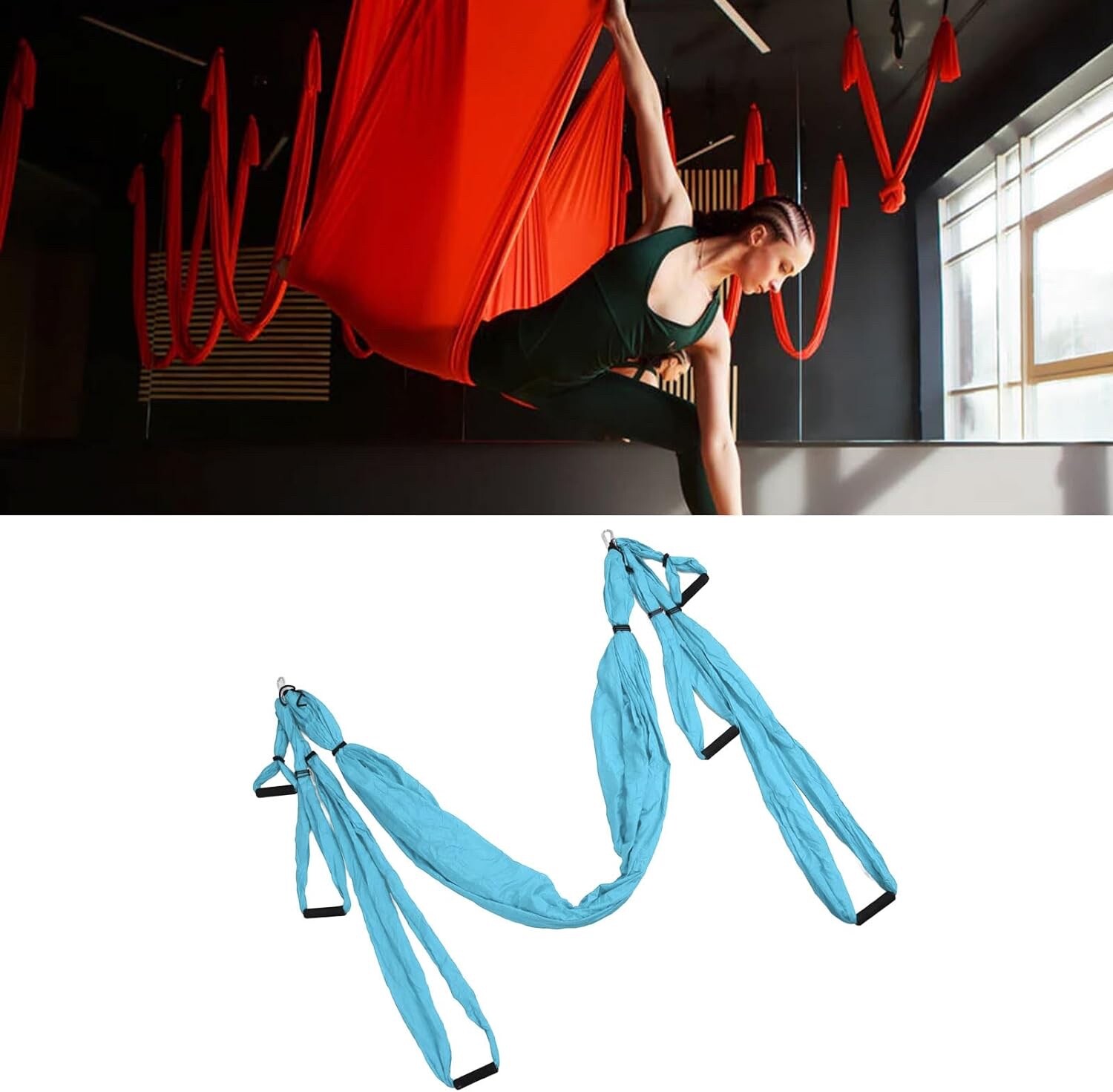 Aerial Yoga Swing Trapeze Set Yoga Sling Hammock-gravity Inversion Fitness, blue