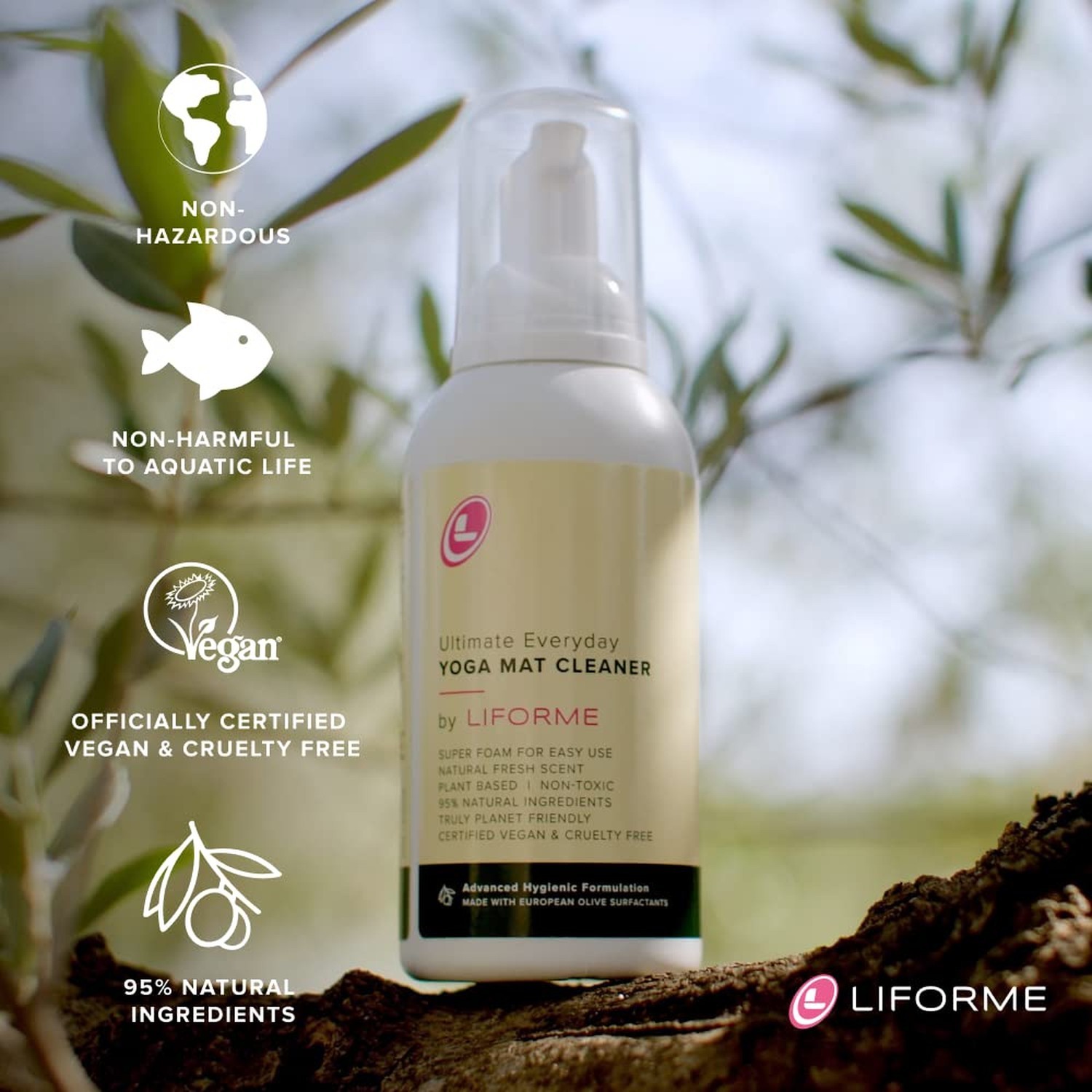 LIFORME Original Yoga Mat & Ultimate Everyday Yoga Mat Cleaner- Bundle Pack R
