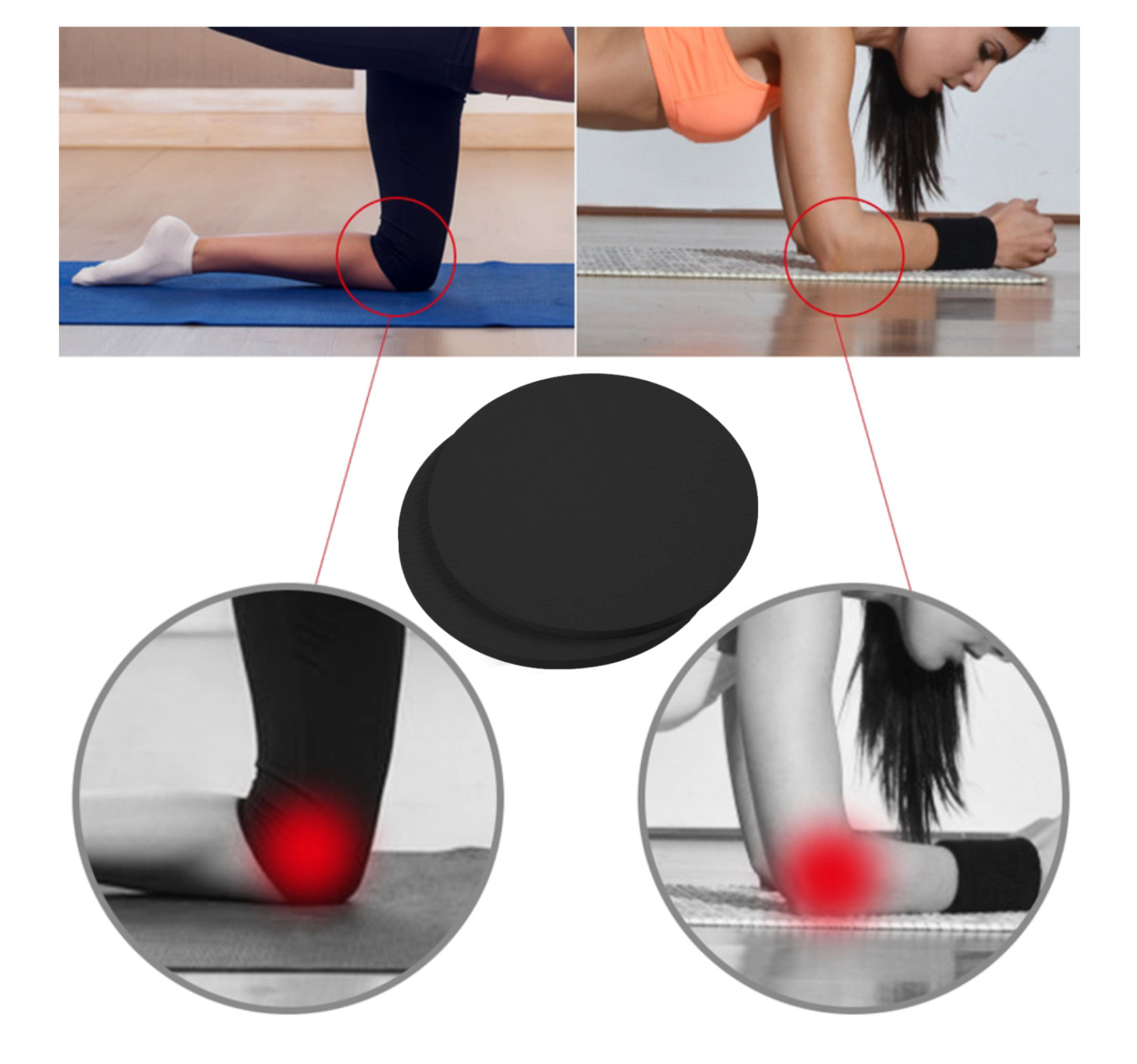 MUNE EVA Yoga Block Set of 2 and Yoga Knee Pads Black Set of 2