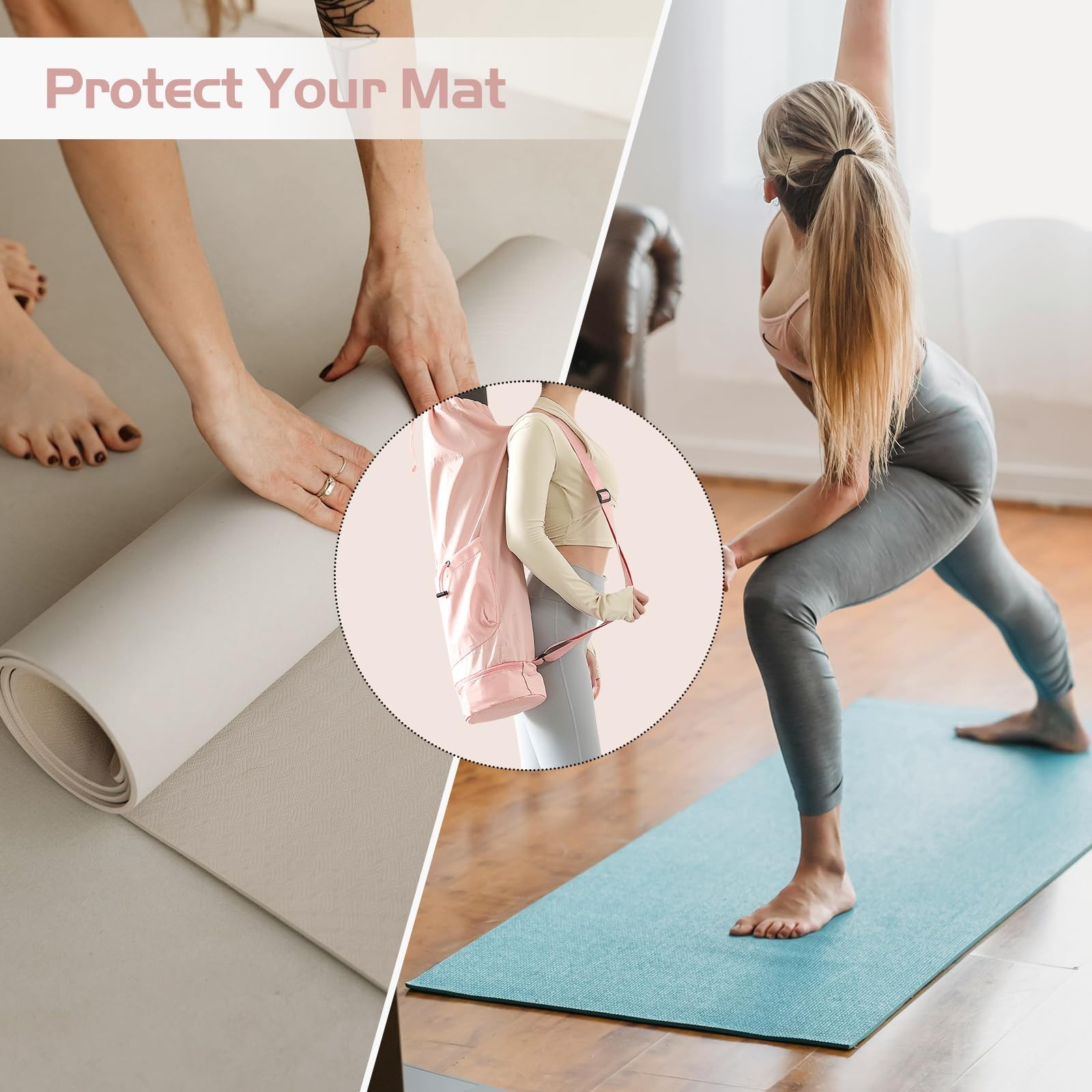 Yoga Mat Bag, Yoga Bag with Adjustable Strap and Pockets for & Men, Lightweig…