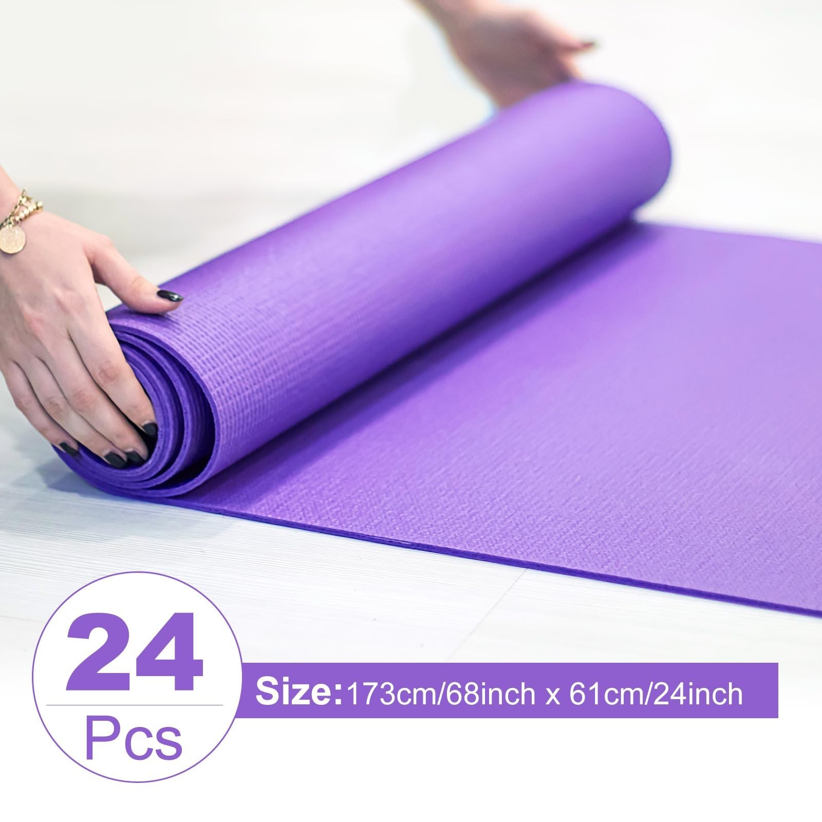3 mm Thick Yoga Mat Bulk, Non Slip Exercise Workout Fitness Pad for Women Men…