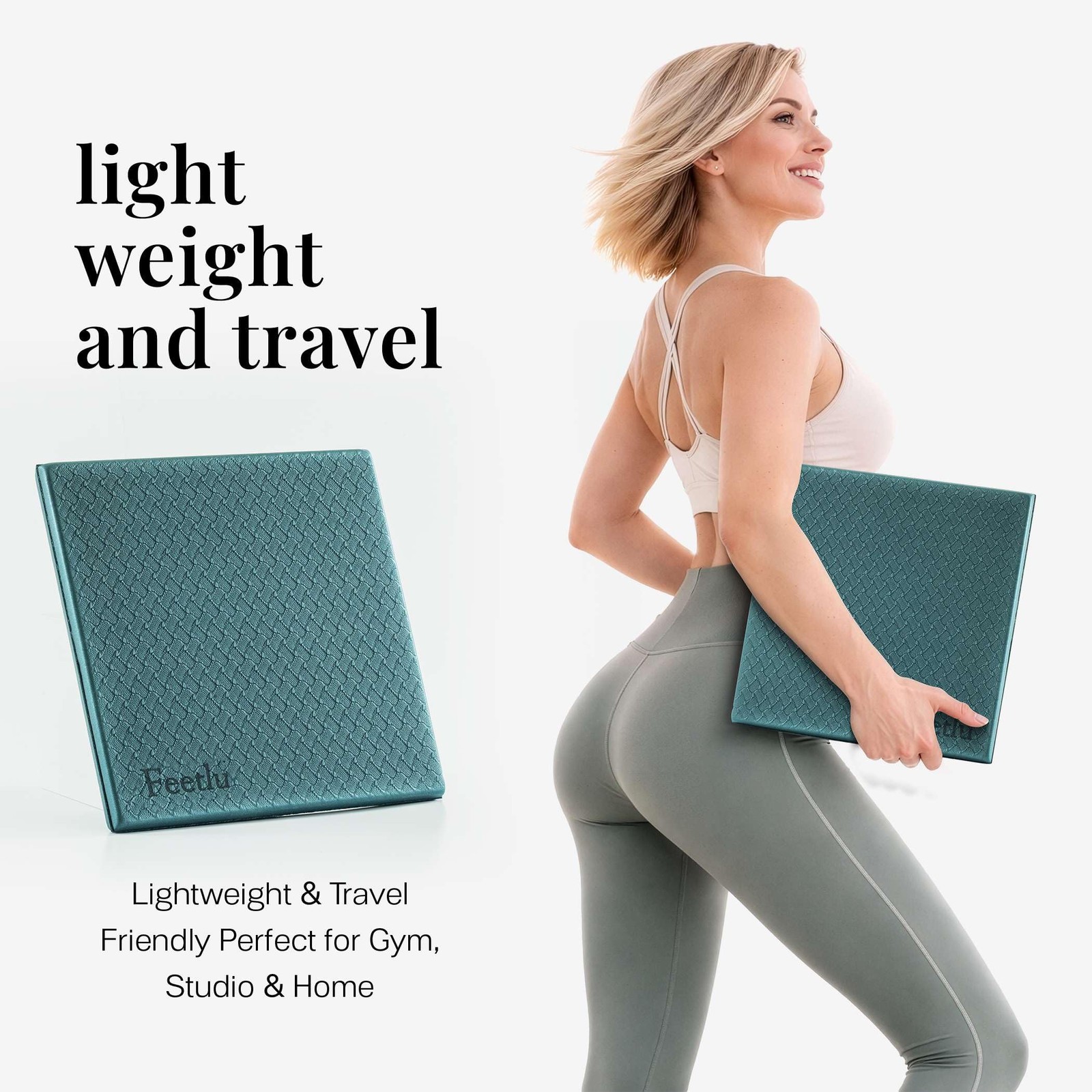 Feetlu Cushioned Yoga Knee Pad – 24” x 12” x 1/2” 24&Prime; x 12&Prime; x 1/2&Prime;, Green