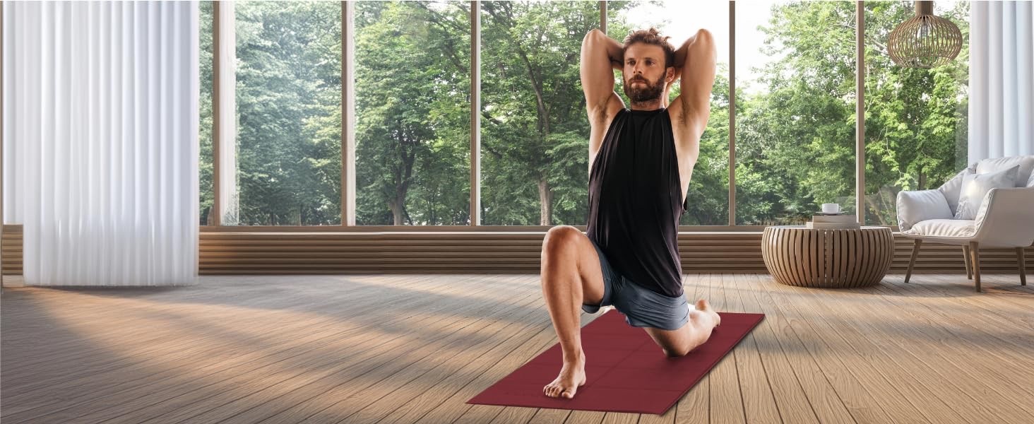 Foldable Yoga Mat, 6mm, Non-Slip, Lightweight, 72”x24”, Travel Mat, Gray