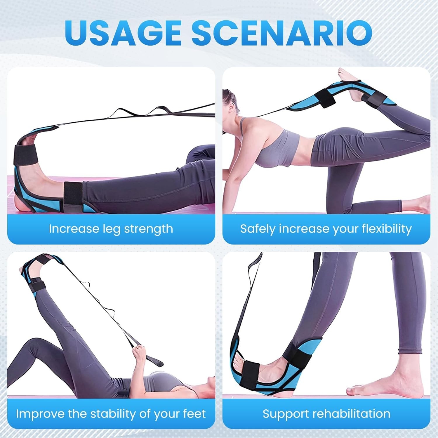 Calf Stretcher and Foot Rocker for Plantar Fasciitis Leg Stretching Strap Tra…