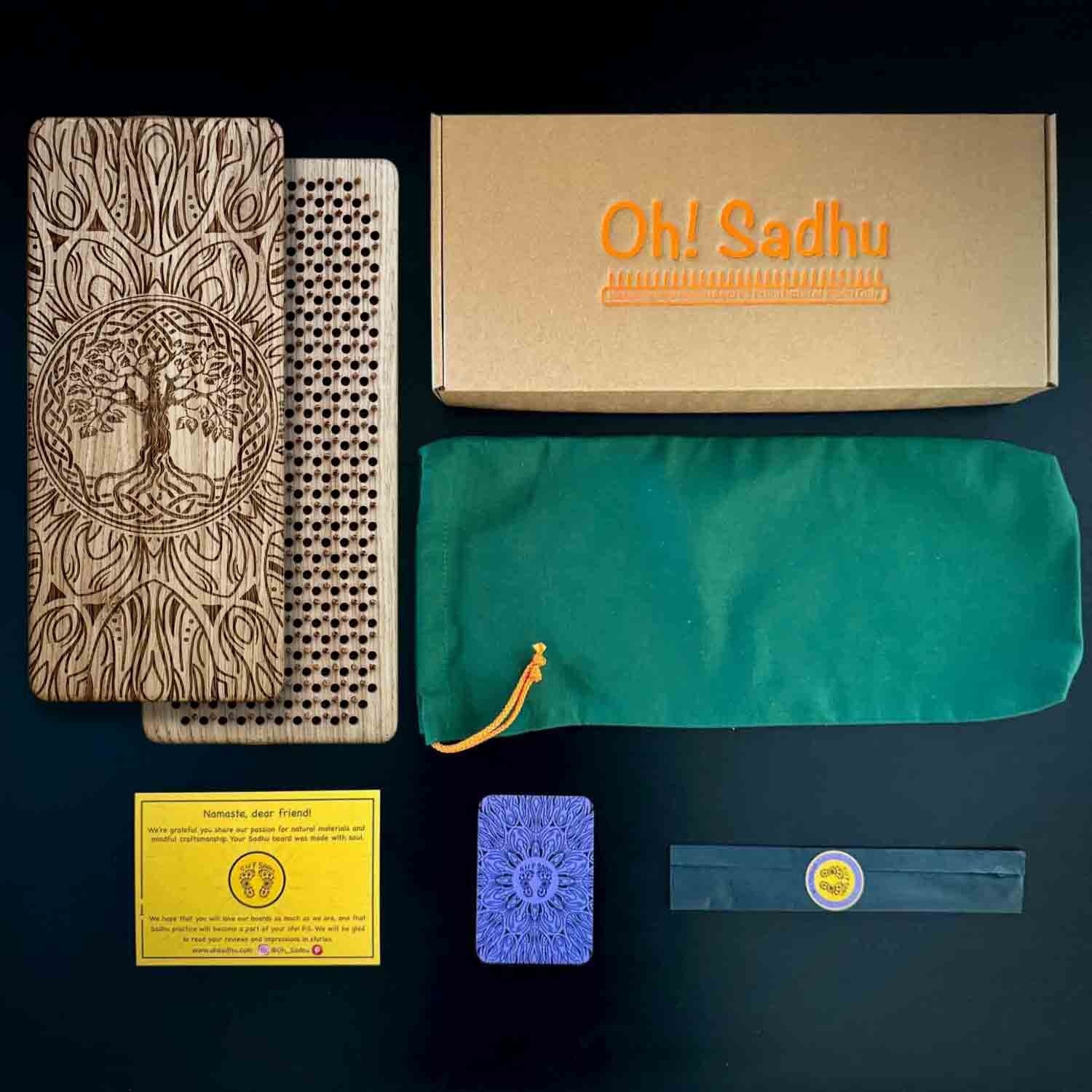 Sadhu board nails from 100% ash wood for yoga meditation, 0.39in, »Tree of Life « 