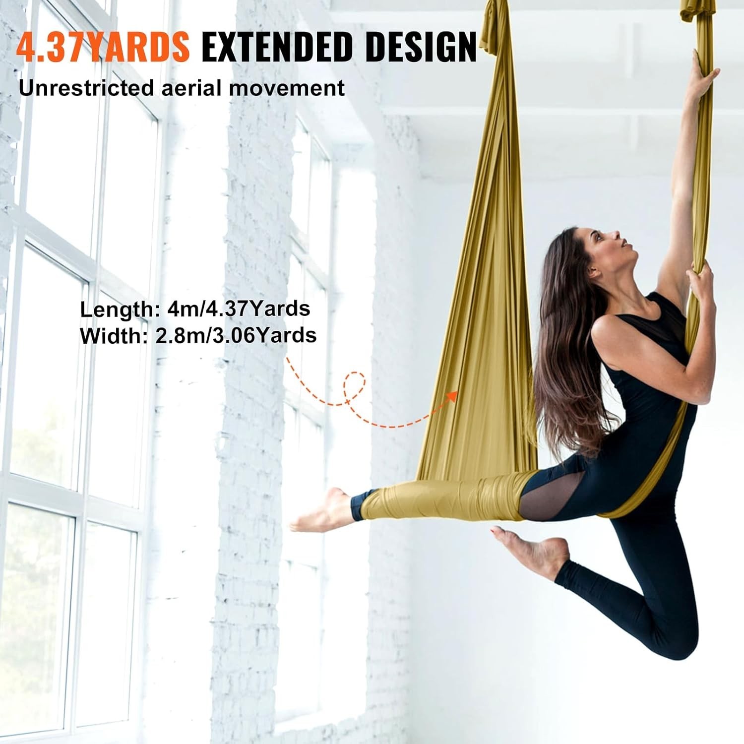 Aerial Silk & Yoga Swing, Aerial Yoga Hammock Kit with 100gsm Nylon Fabric, Full