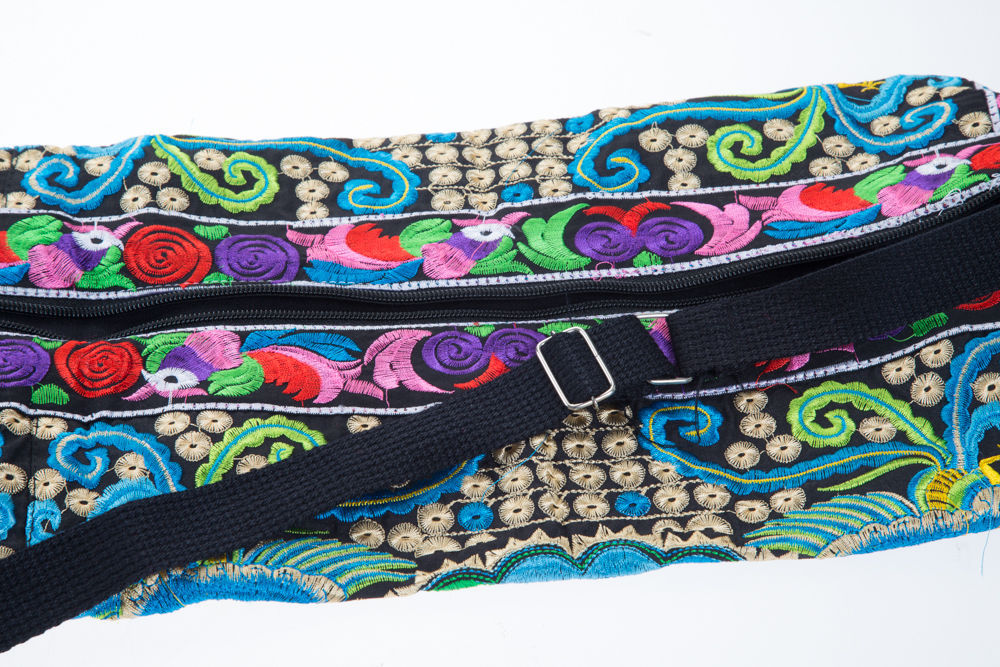 Handmade Fabric Yoga Mat Flower Bag Accessory Carrier Gym Tribal Art Thai Craft