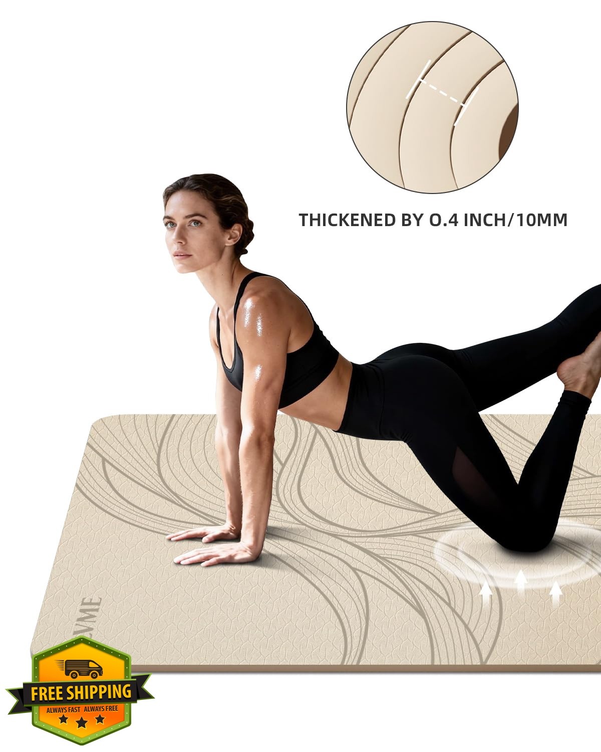 lvme Yoga Mat Cream Extra Wide Thick