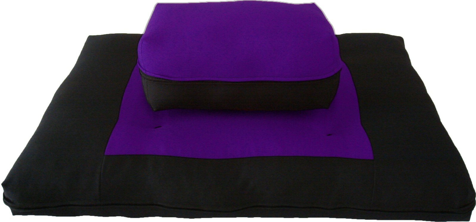Zafu Zabuton Set, Cotton Cushions, Mats, Seats, Yoga Meditation Black/Purple