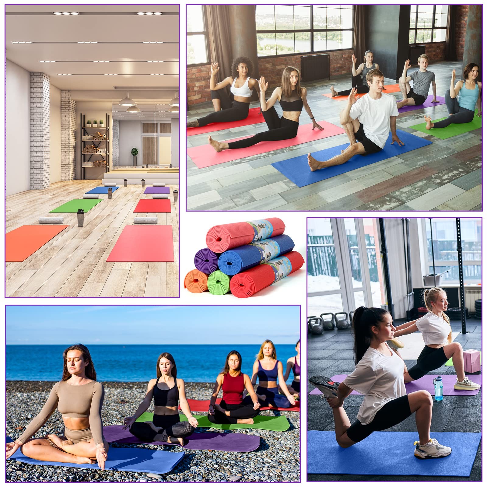 24 Pcs Yoga Mats Bulk – Non Slip, Lightweight Professional Colorful Exercise …