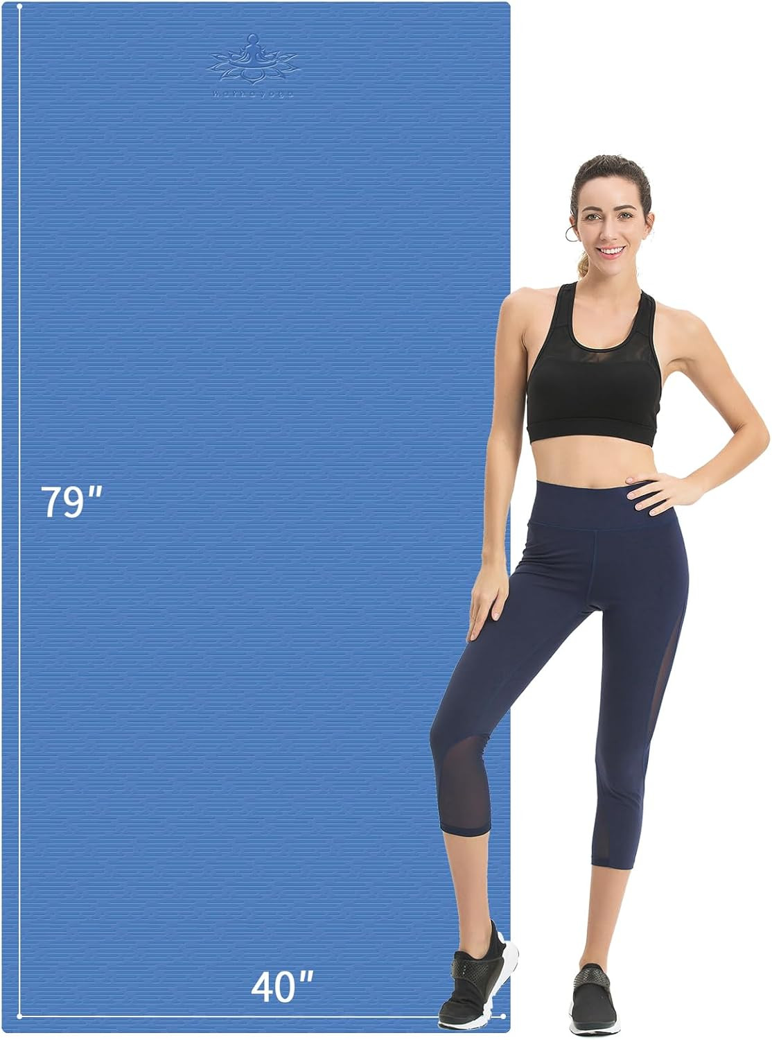 Extra Long Non-Slip TPE Yoga Mat 79&Prime;x40&Prime;x1/2&Prime; for Home Gym & Workouts