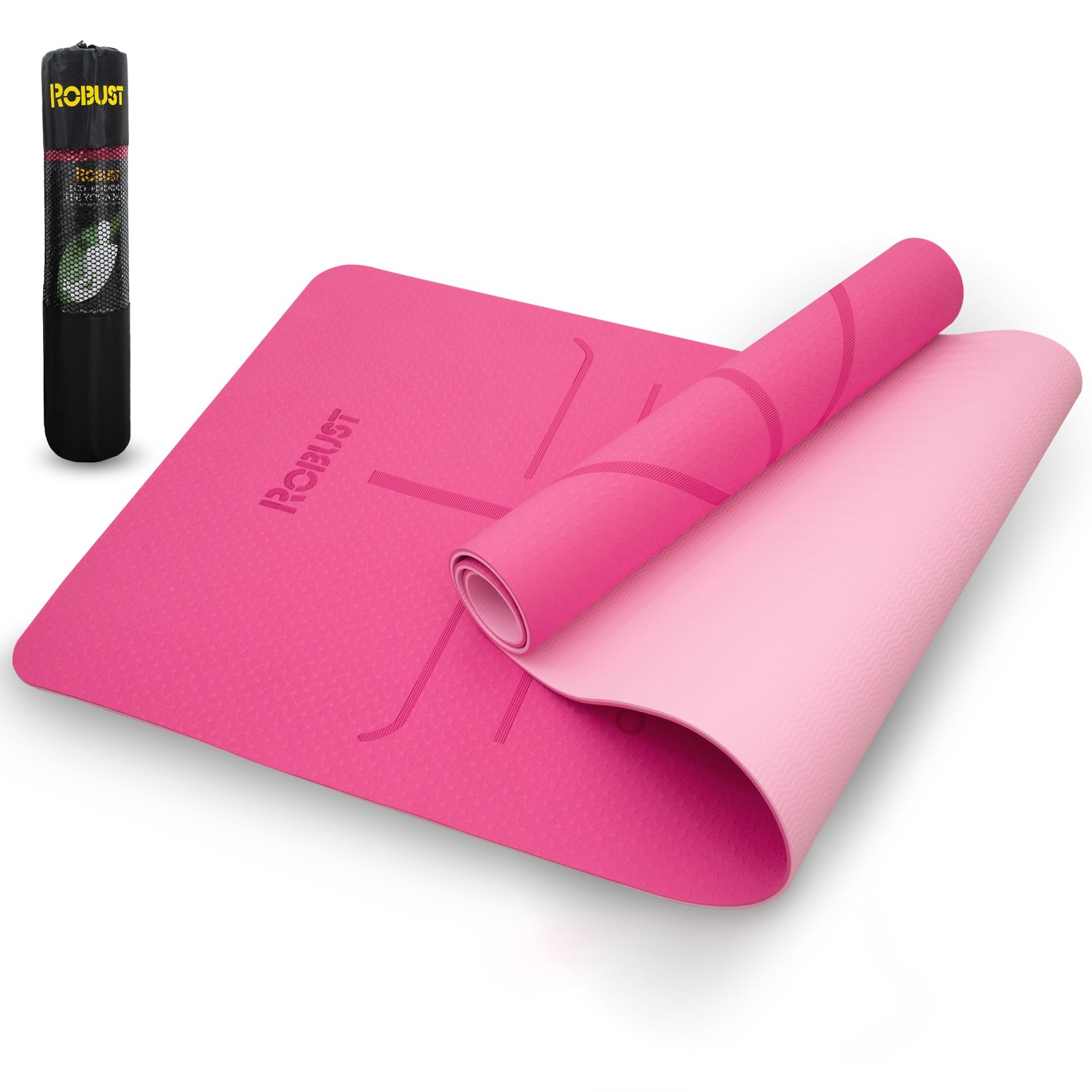 Non-Slip Yoga Mat with Strap, TPE Eco-Friendly Workout Mat for Yoga with Posi…