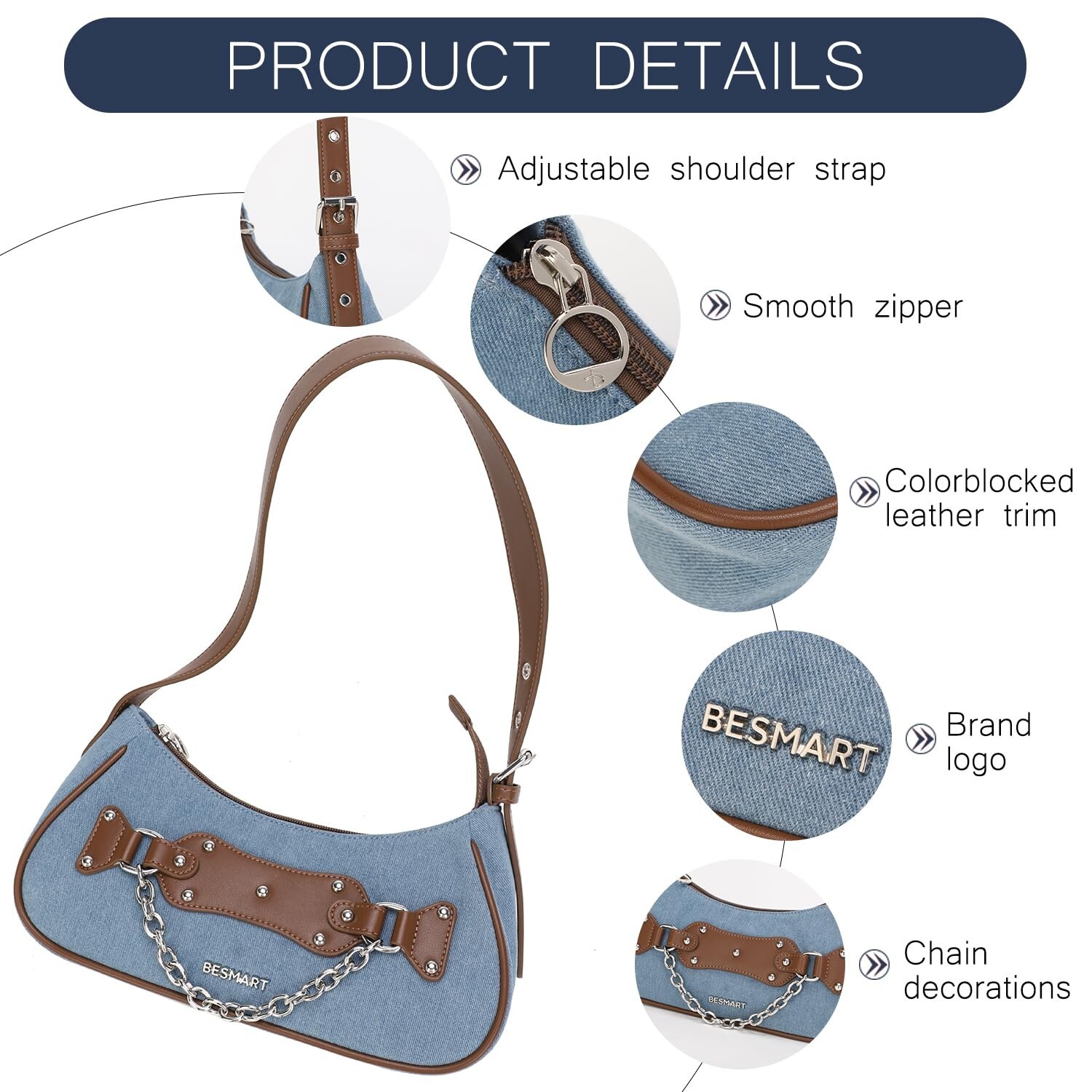 Denim Crossbody Bag Quilted Shoulder Bags for Women
