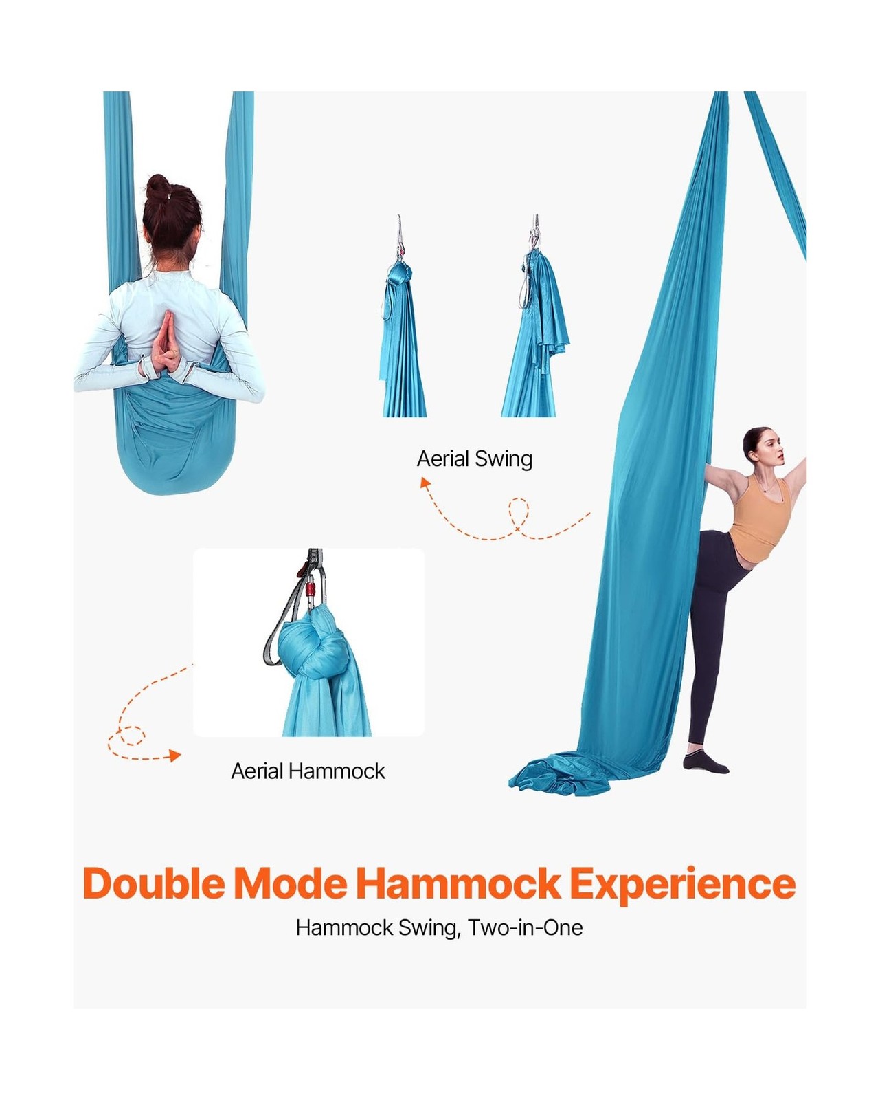 VEVOR Aerial Silk & Yoga Swing, Aerial Yoga Hammock Kit with 10… FAST USA SHIP