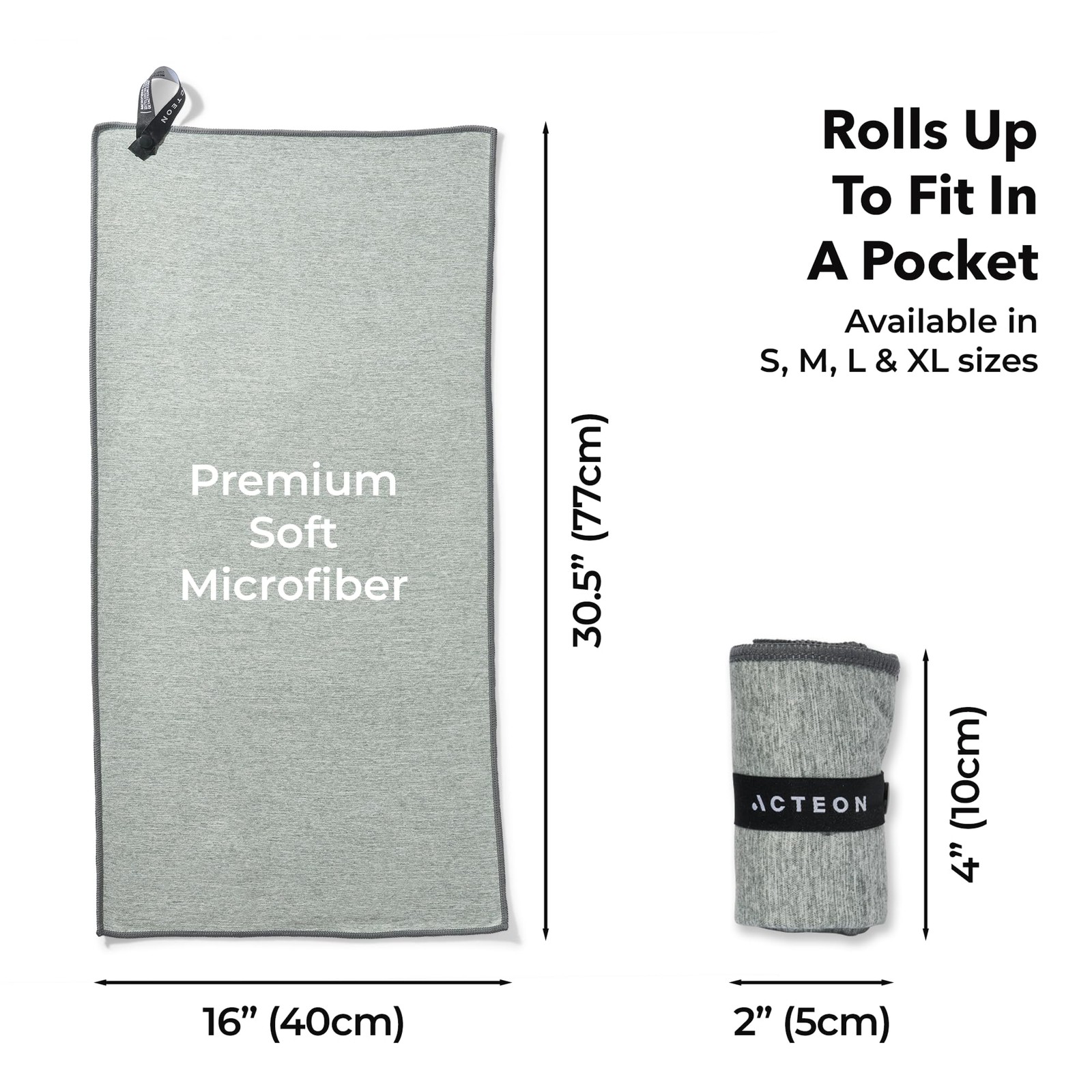 Acteon Microfiber Gym Towels 5 Pack Quick Dry Silver Ion Odor-Free Sweat Towel