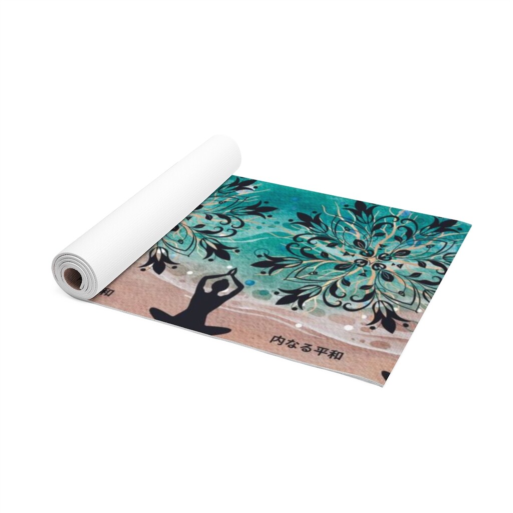 Foam Yoga Mat Meditation Mandala Jade Color ocean Inner Peace