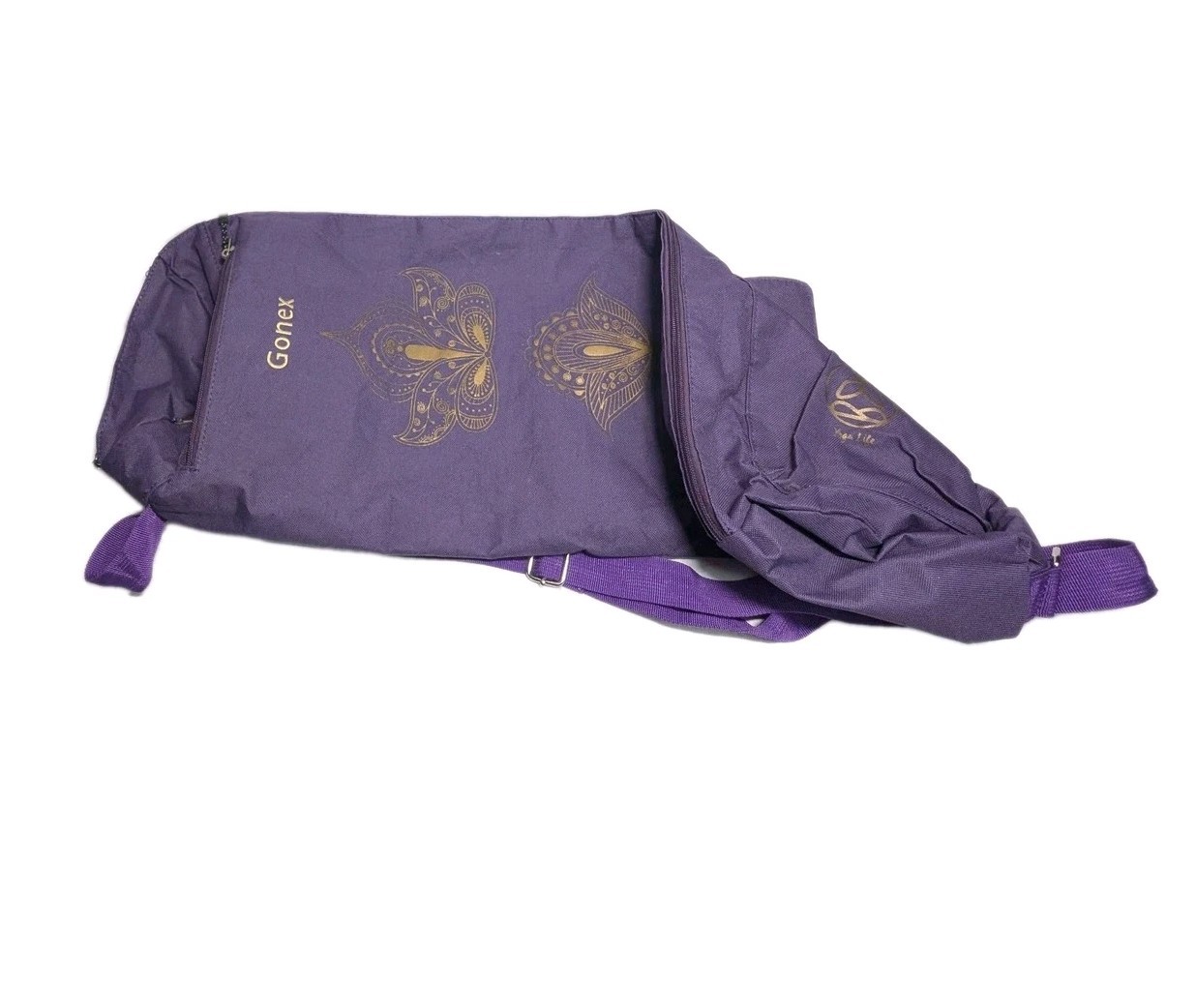 Yoga Mat Carry Bag Full Zip Henna Designs Duffle Bag Purple Gold