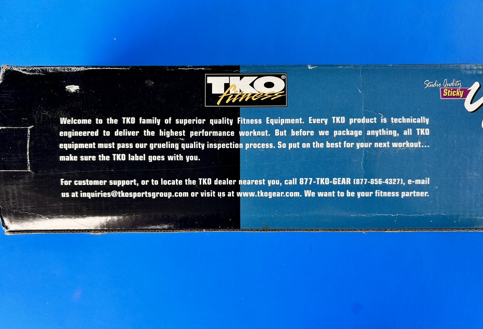 TKO Fitness VTG 2001, 1/4&Prime; 24&Prime; x 68&Prime; Yoga Mat, Sticky Studio Quality Blue Sealed