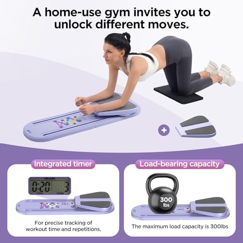 ROSSEMIA PILATES BOARD PORTABLE PILATES REFORMER EQUIPMENT WITH TIMER – PURPLE