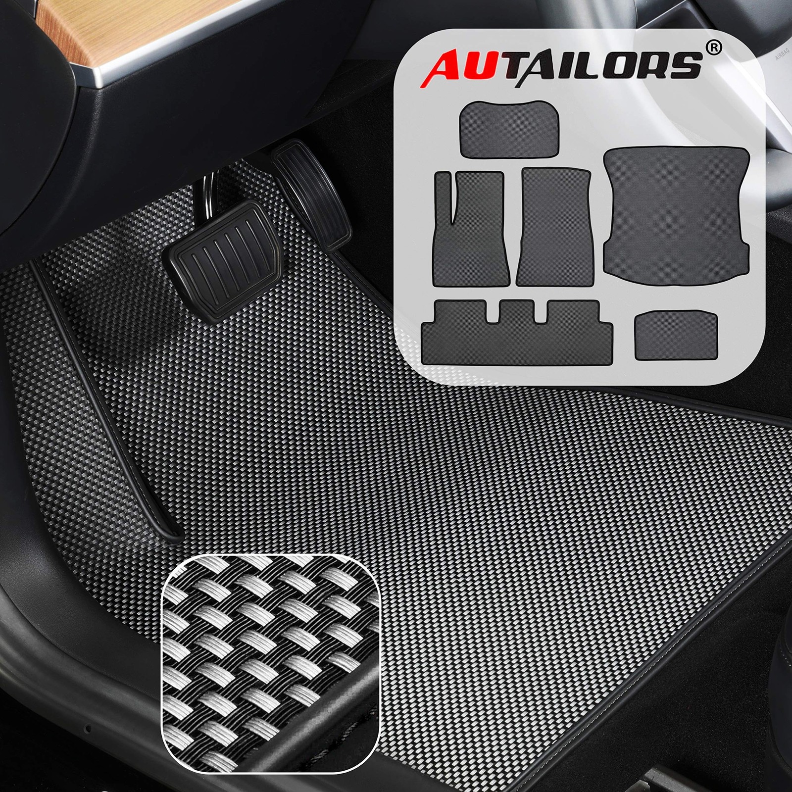 AUTAILORS Tesla Model 3 Floor Mats 2022 Fit for Performance-All Weather Floor…