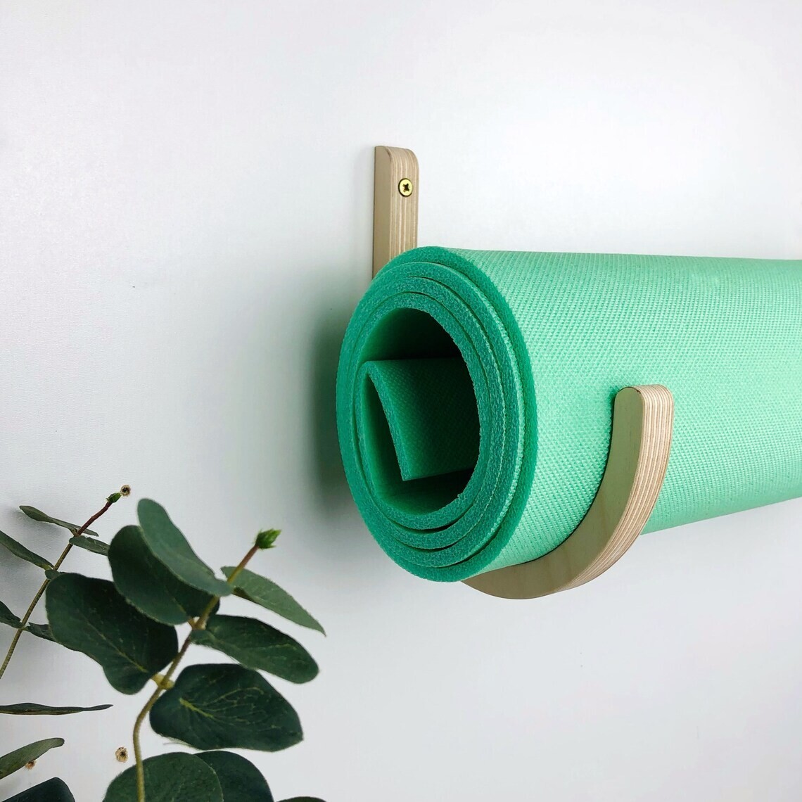Plywood Yoga Sport Gymnastics Mat Hook Home Gym Storage Wall Holder Foam Roller