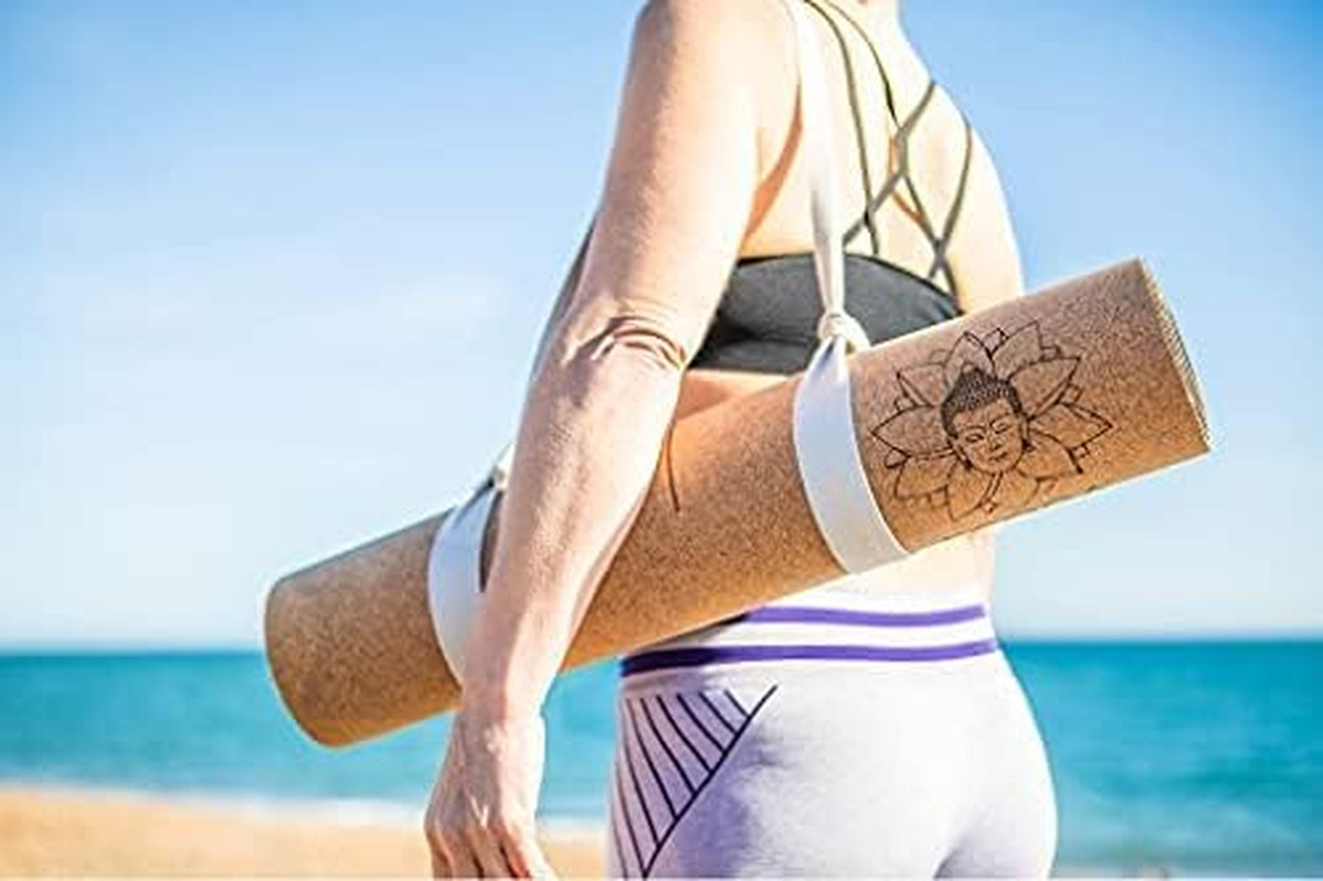 Premium Cork Yoga Mat With Alignment Marks – 5mm Thick Non Slip Hot Yoga Mat – E