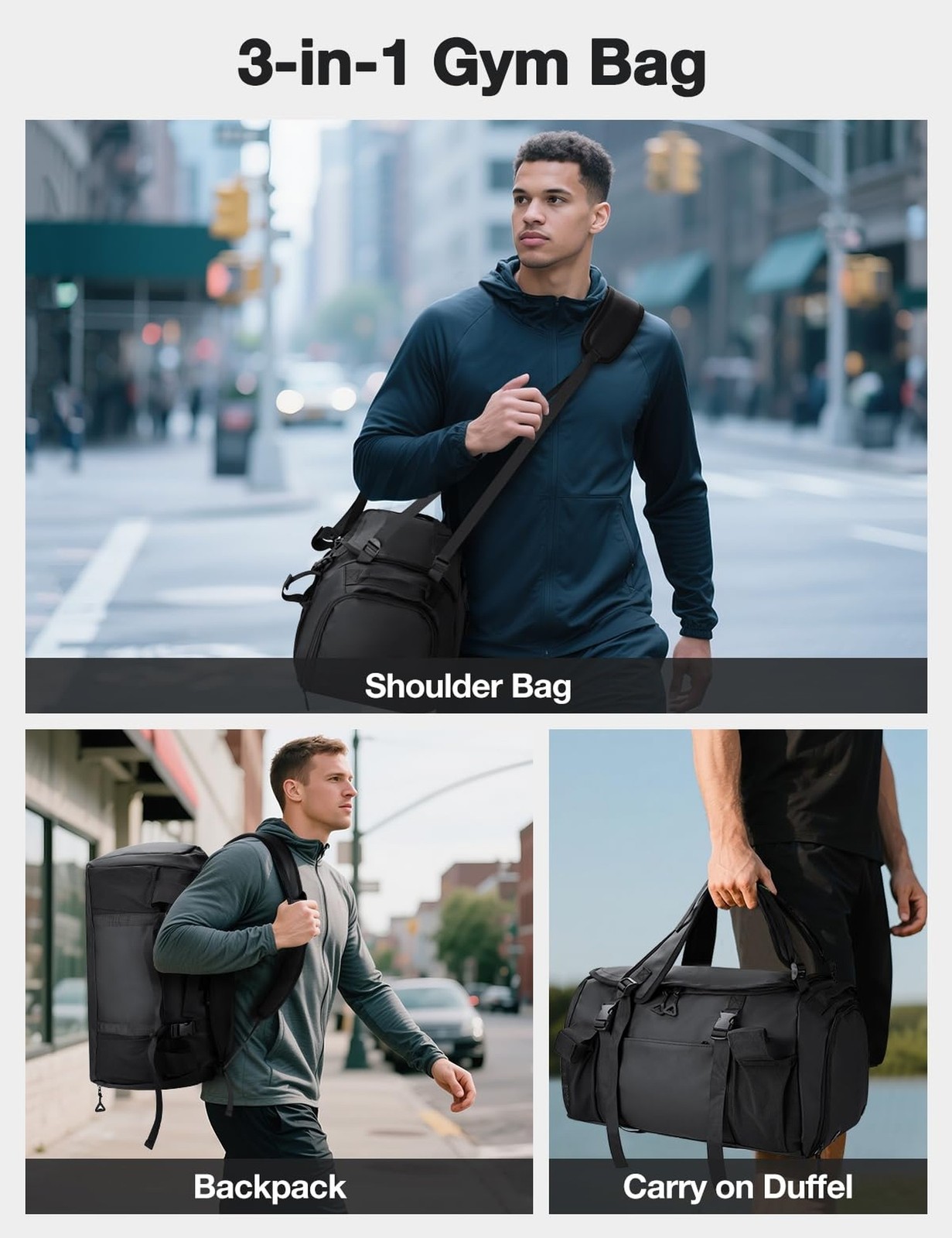 Gym Bag for Men Convertible Large-Capacity Gym Backpack, Water-Resistant Trav…