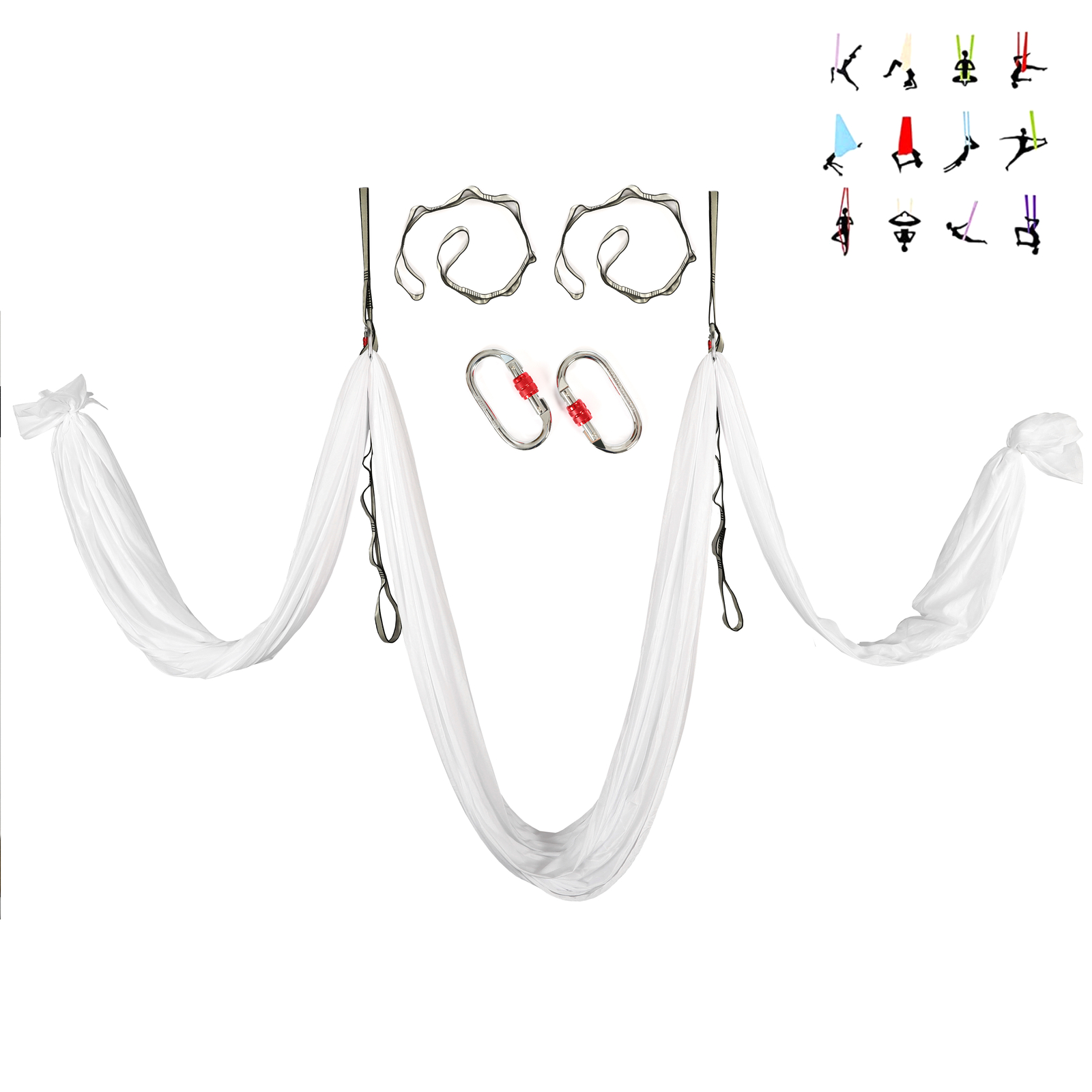 Aerial Stand Portable Aerial Rig Frame Yoga Swing Bar w/20Ft White Aerial Silk